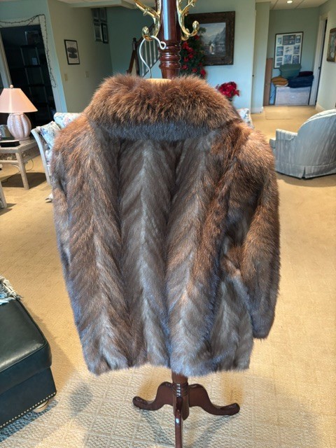 Vintage Genuine Mink Fur Stroller Jacket Brown Full Pelt 33” Medium Leonard Schw