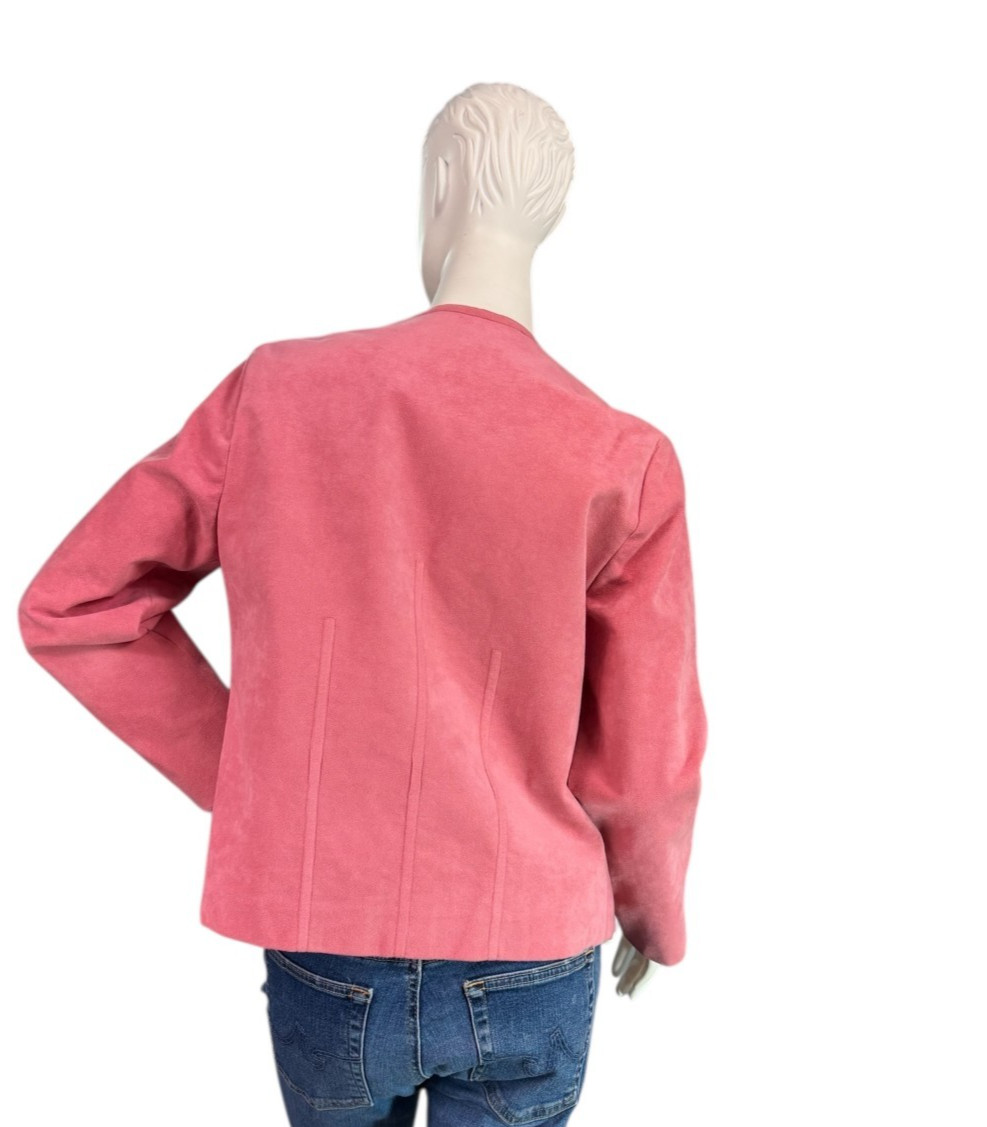 Vintage 70s Gino Rossi x Wilson Ultrasuede Pink Open Jacket Made in USA Size M