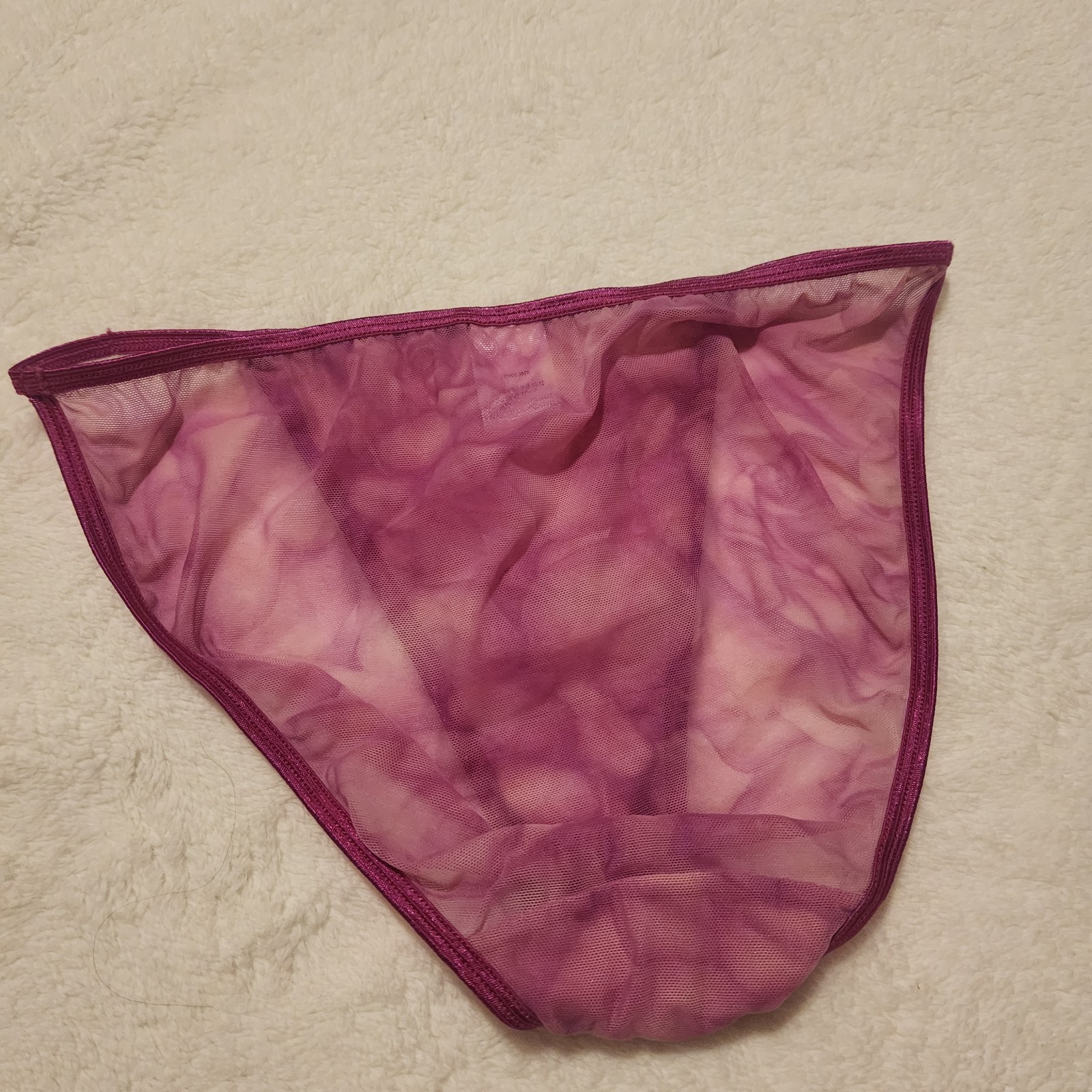 Y2K Vintage St. Eve String Bikini Panties Underwear Sheer Mesh Med Pink Purple