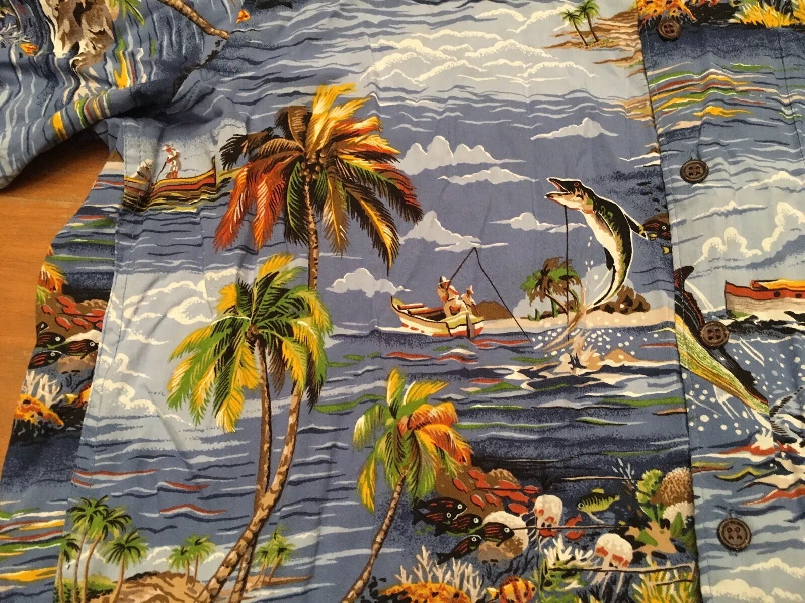 Vintage Reyn Spooner Hawaiian shirt WM’s SZ XL Made In Hawaii Rayon Gamefish