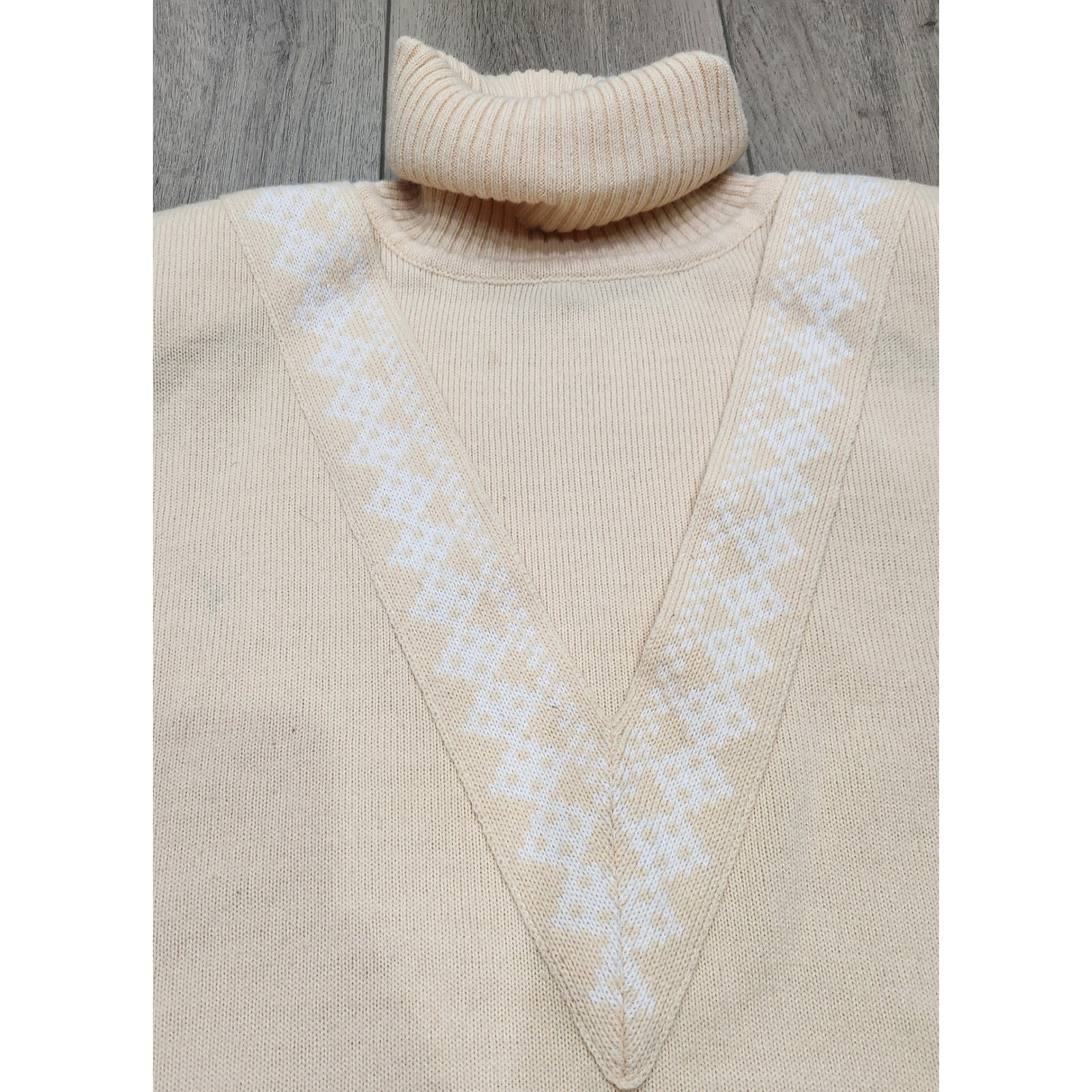 Vintage Liz Claiborne Lambswool Blend Turtleneck Sweater Cream/Peach Women’s M