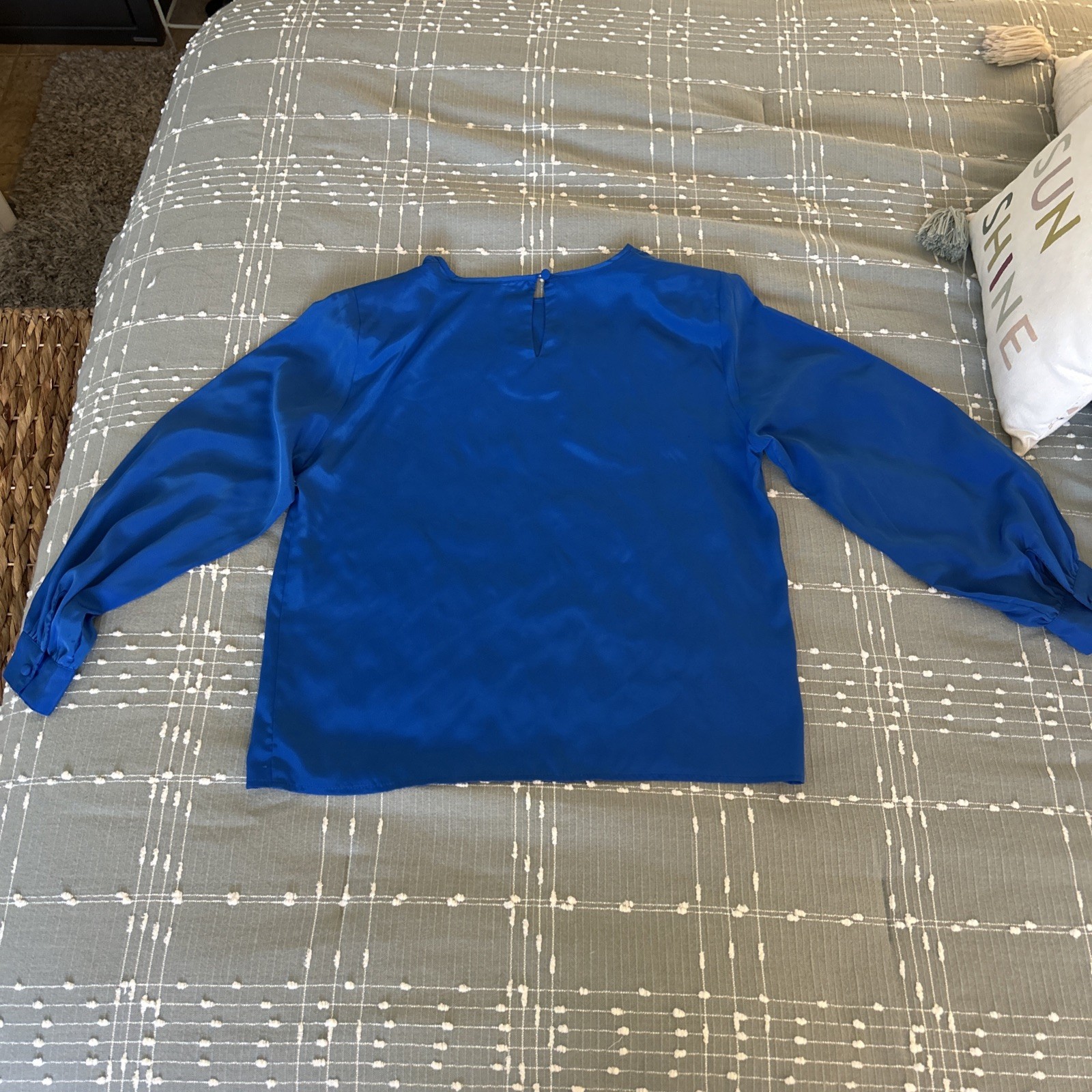 Vintage 90s Hana Sung Royal Blue Blouse Size 12