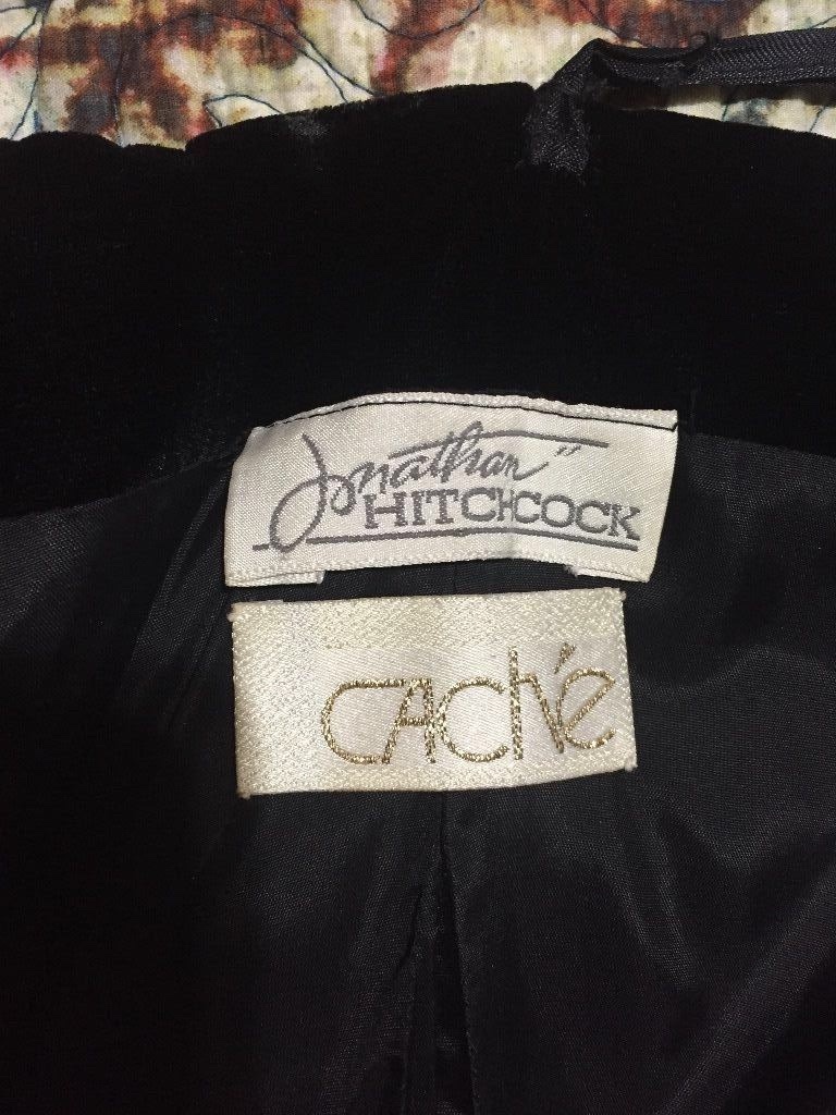 Vtg Jonathan Hitchcock Strapless Velvet Satin Black Purple Dress Sz 4 6