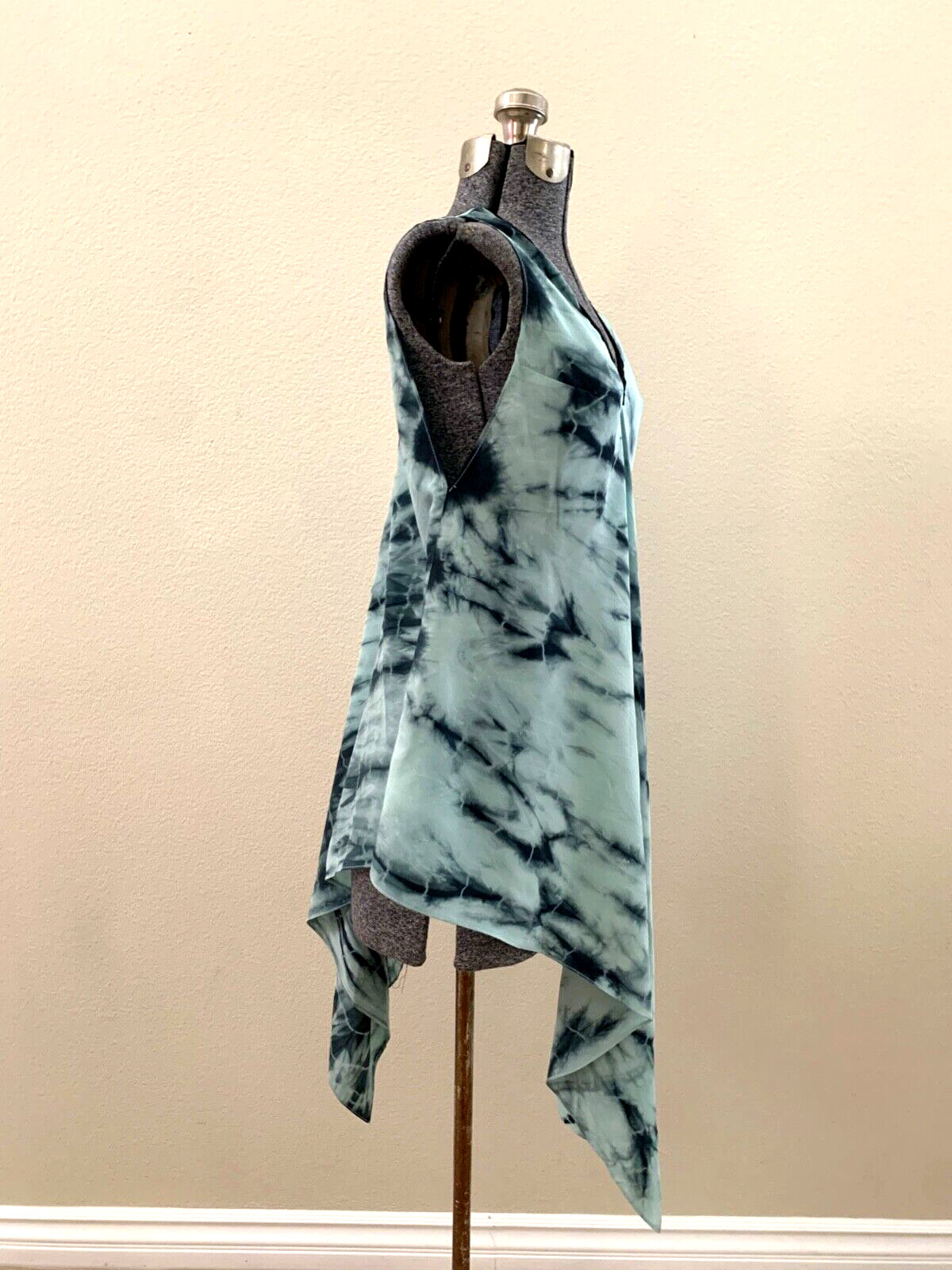 Asymmetrical Tie-Dyed Vintage Silk Coverup Dress