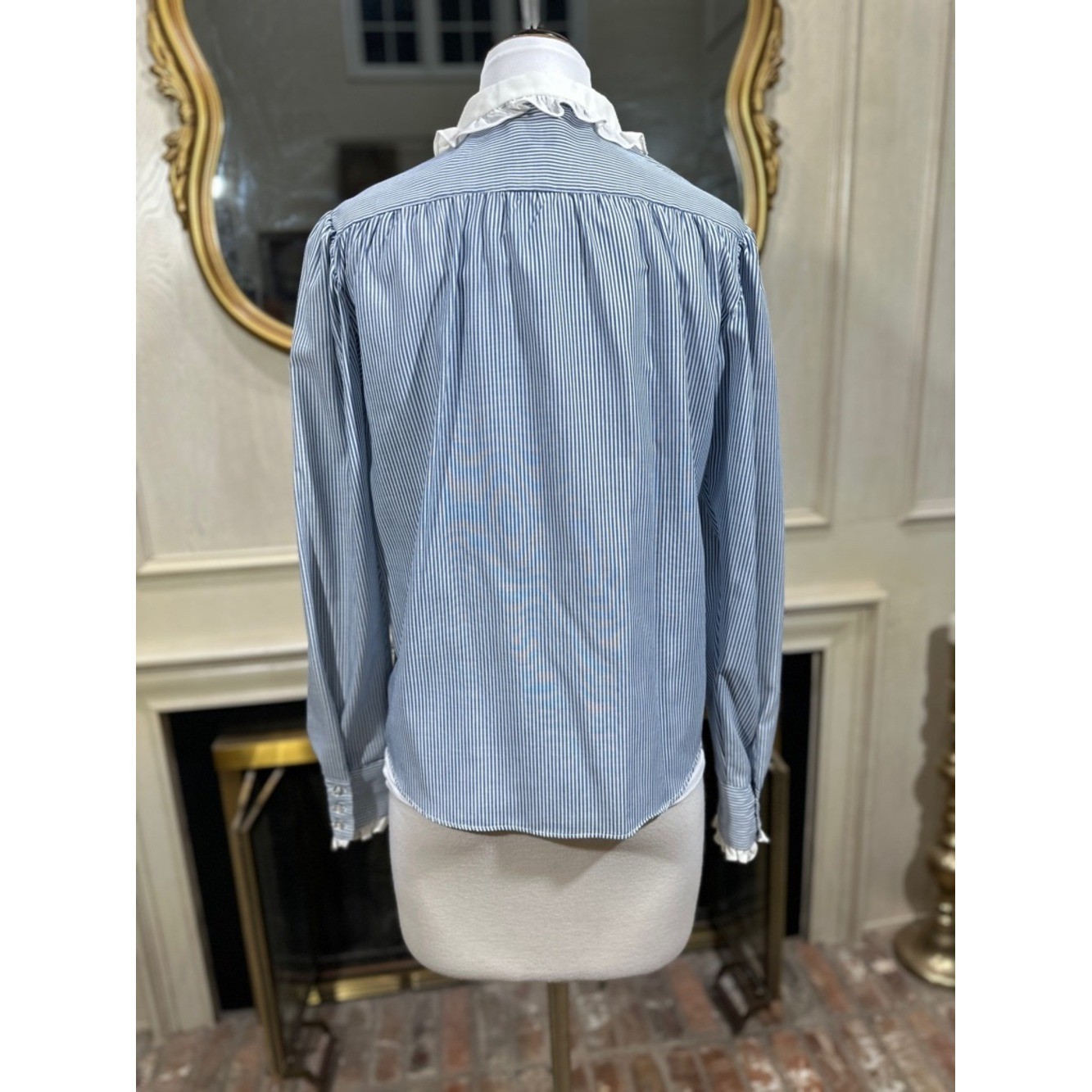 Oak Hill Shirt Size 14 Blue Striped Vintage Coquette Grandmacore