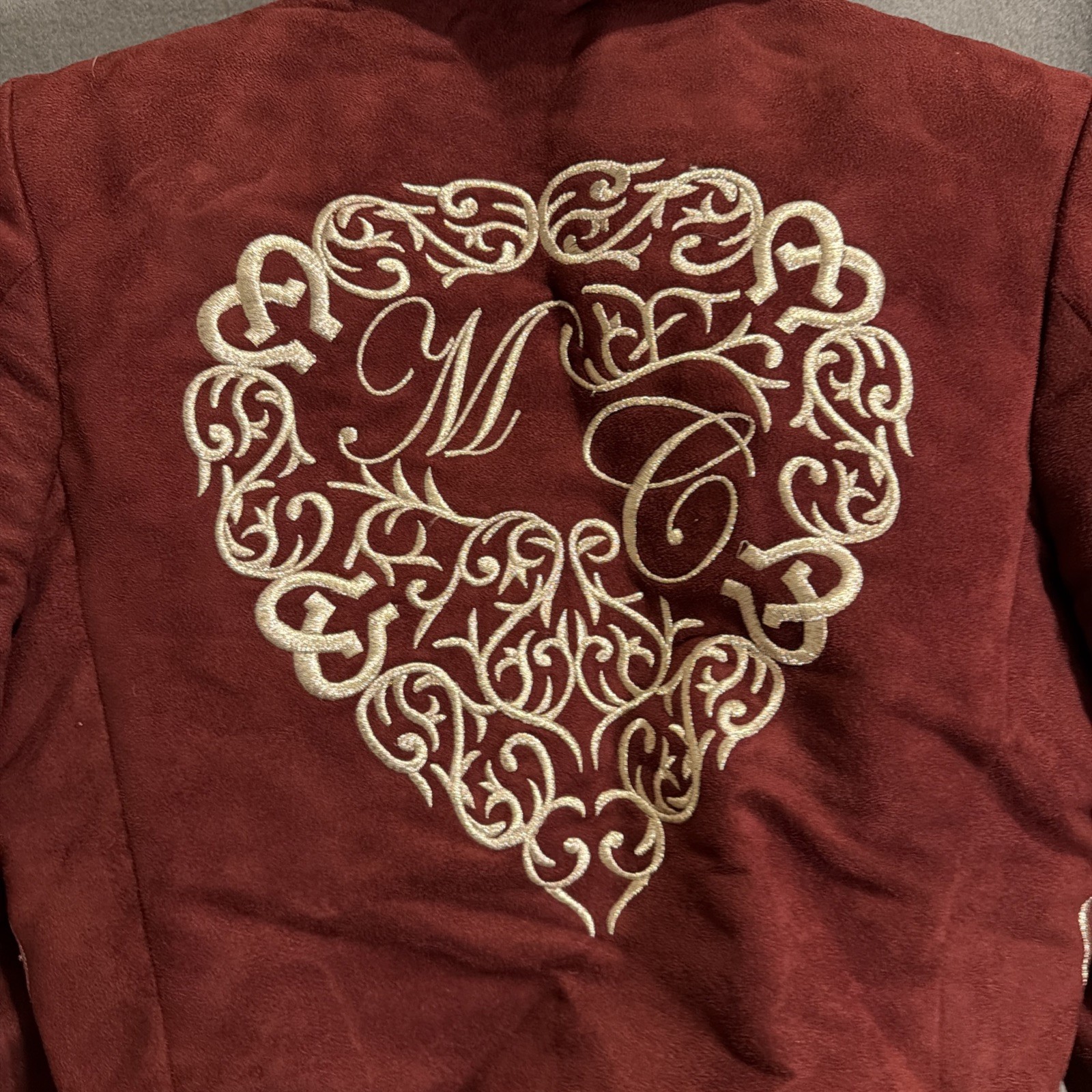 Mexican Embroidered Mariachi Jacket Coat XS Burgundy