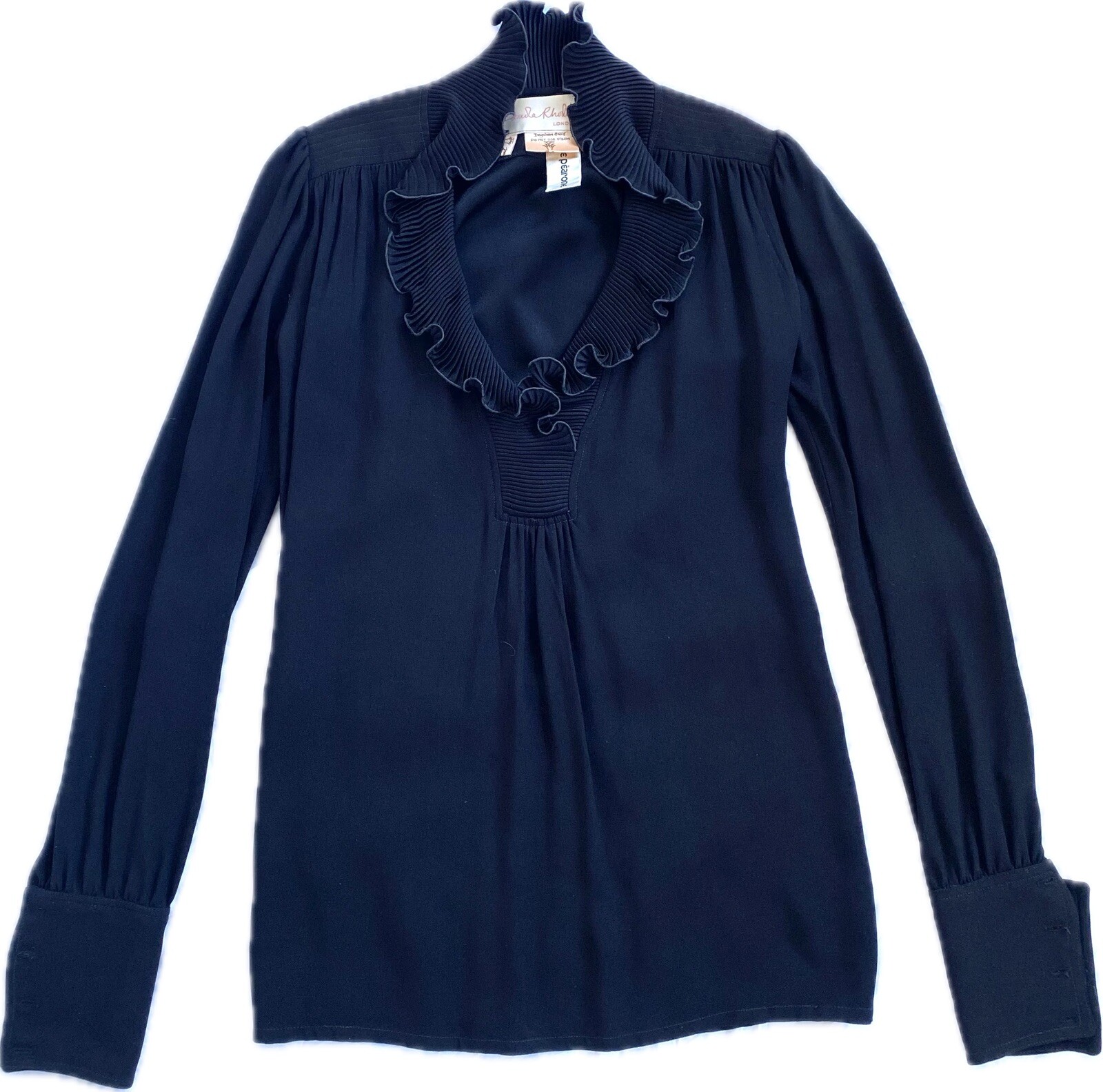 Zandra Rhodes Vintage 1970s Squiggle Ruffle Pleated Collar