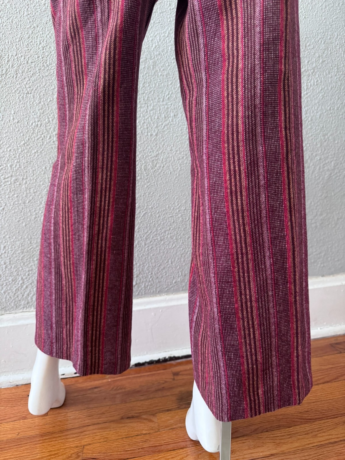 Vintage 70s Burgundy Retro Hippie Trousers Pants L/XL