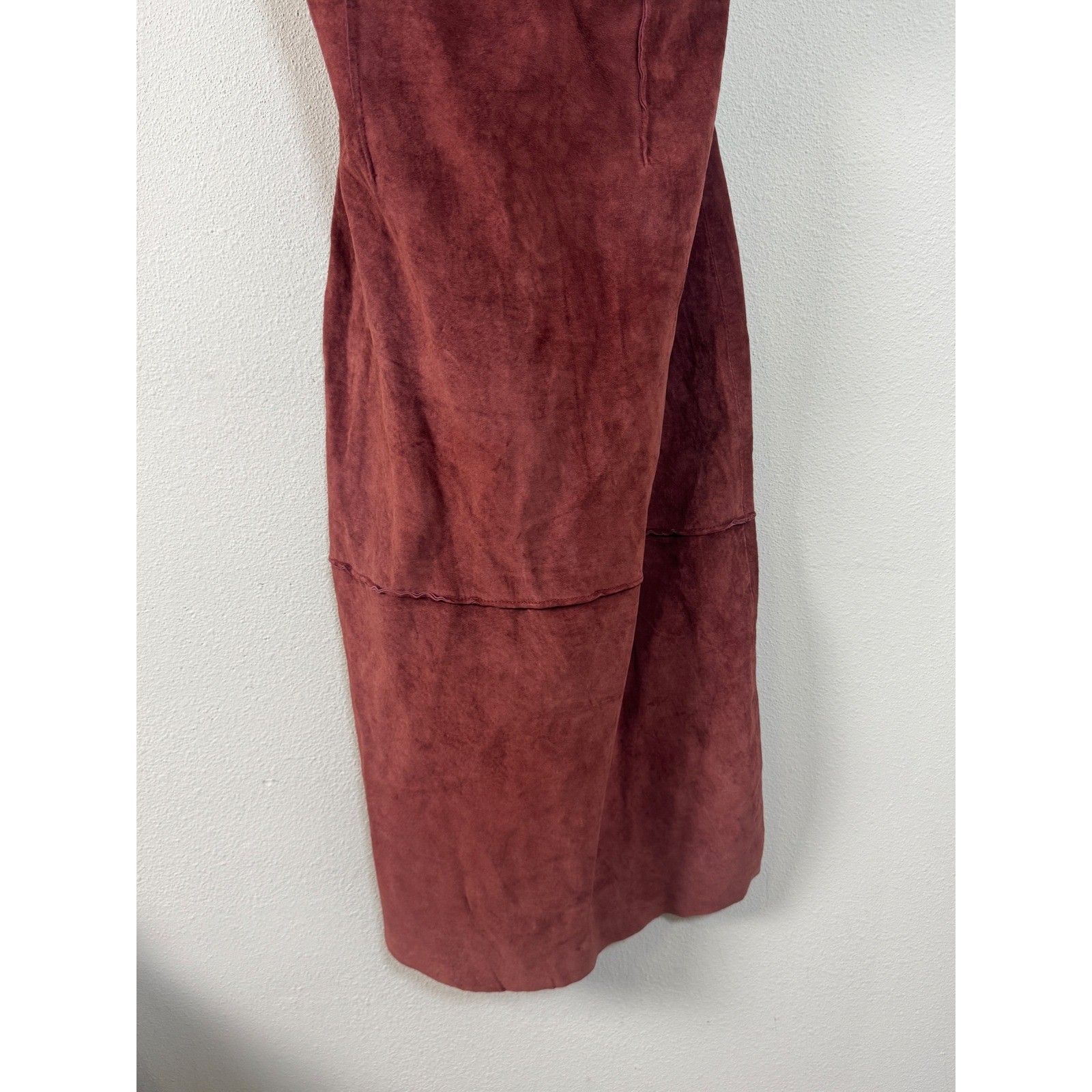 Vintage Deadstock Bisou Bisou 100% Suede Lace-Up Back Midi Dress Size L Western