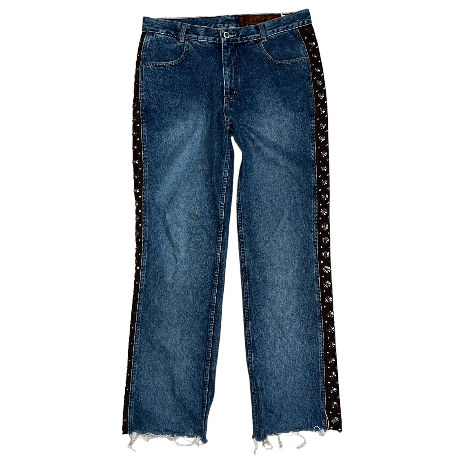 Vintage Lawman Western Jeans Dark Wash Straight Legs High Waist Pockets Size 13
