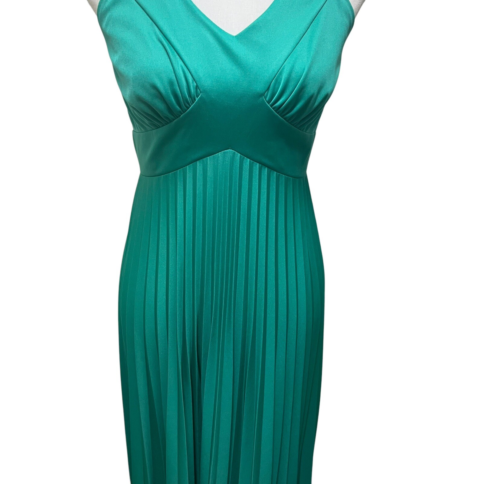 Vintage 1970’s Jac-An Green Pleated Maxi Dress Sleeveless **Please Read**