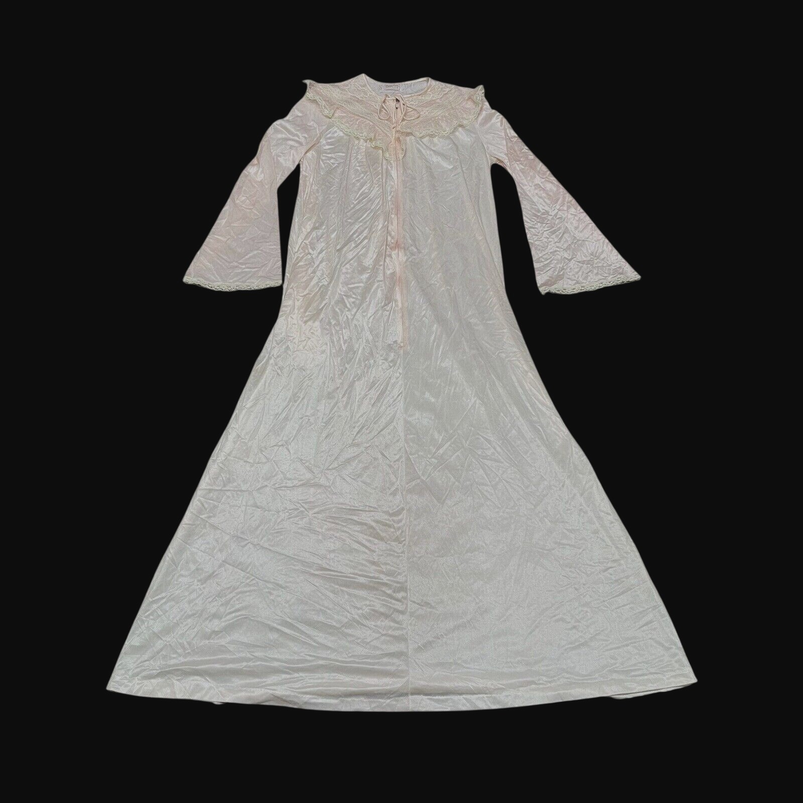 Vintage Peach Maidenform Dream Wear Long Silkie Nightgown Size Small Nylon Robe