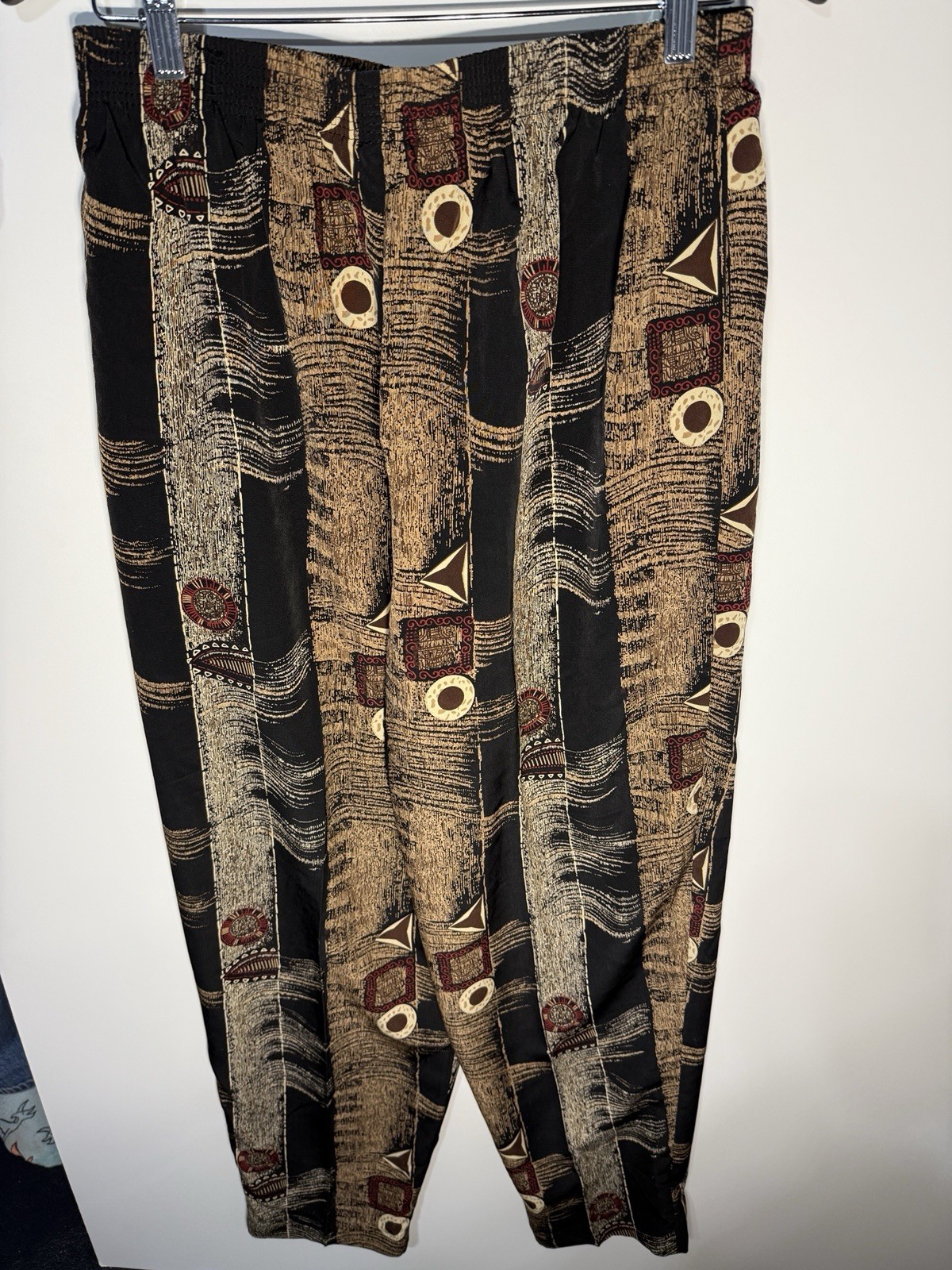 Y2K Geometric Design Brown/Tan Peter Popovich Pants, Serious Screech Vibes