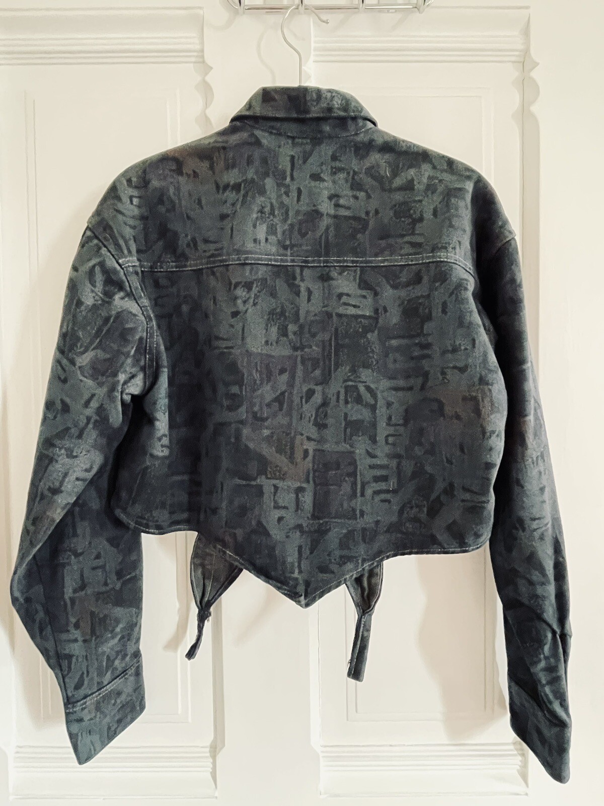Rockmount Ranch Wear Western Crop Shirt Jean Jacket Abstract Print M NOS 90s