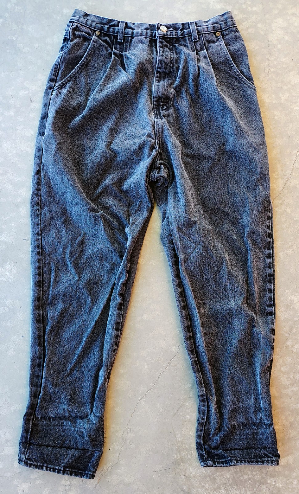 Vintage 1980s Acid Wash Jeans Dillards Drygoods Size 16 Tall Black