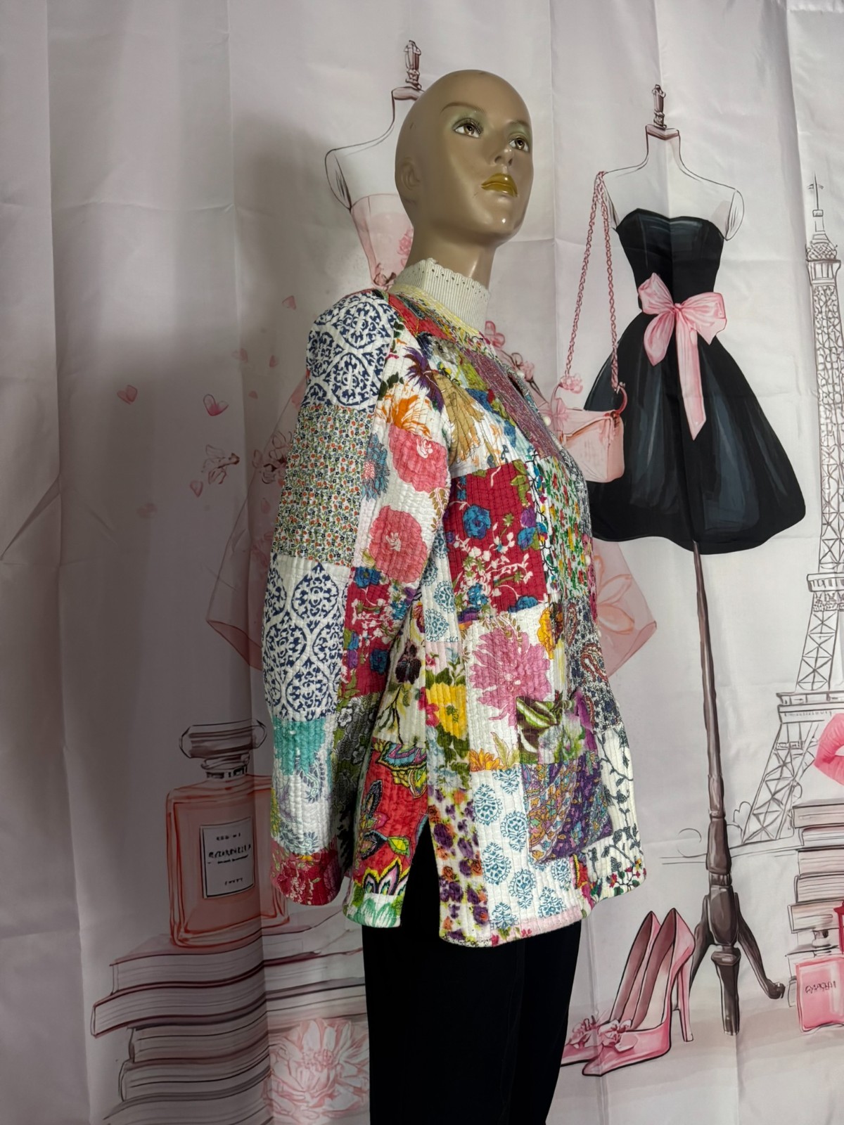 Vintage Patchwork Quilt Jacket Reversible Boho Artisan Kantha 40/42