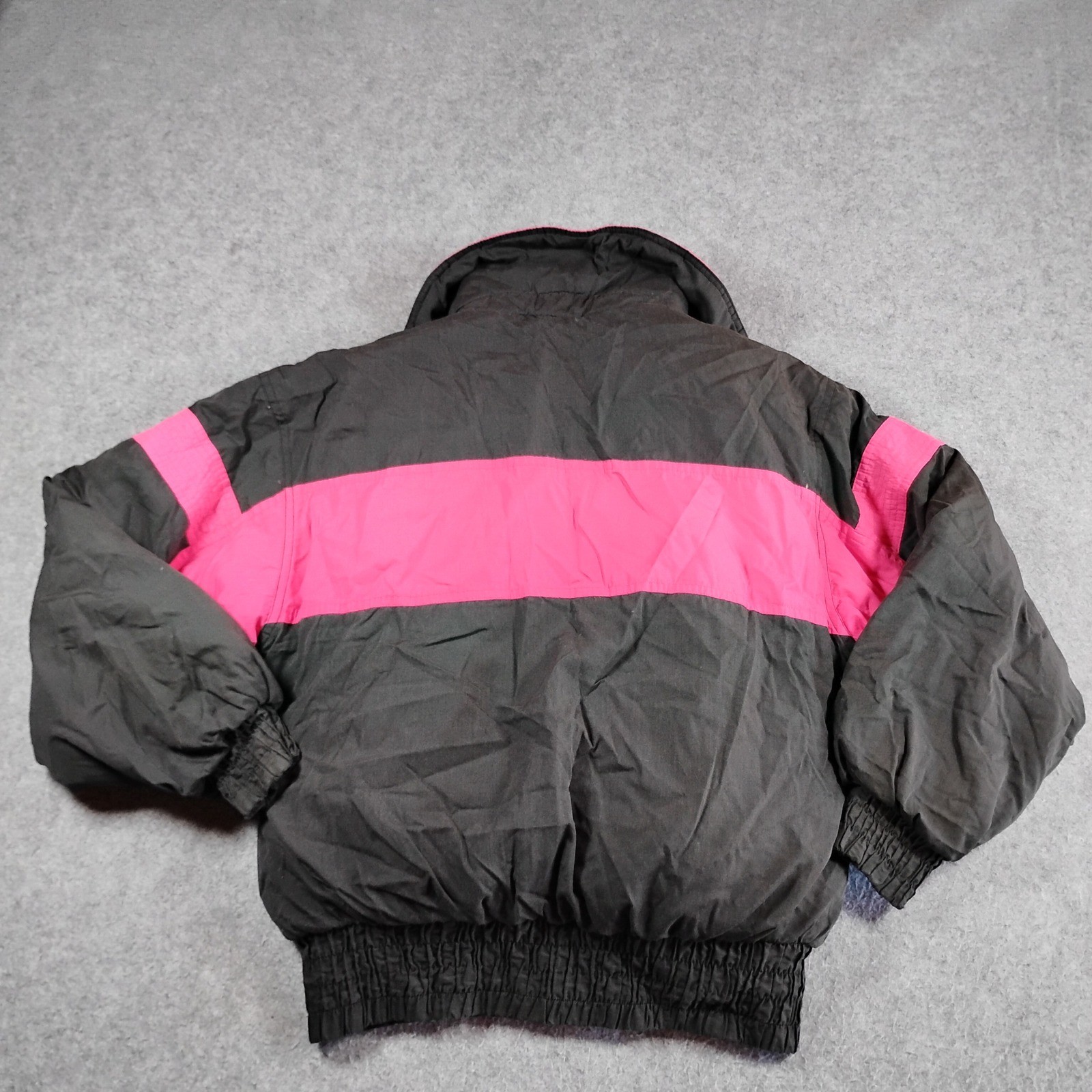 Vintage 1989 Downhill Racer Down Fill Ski Jacket Black Pink XL S