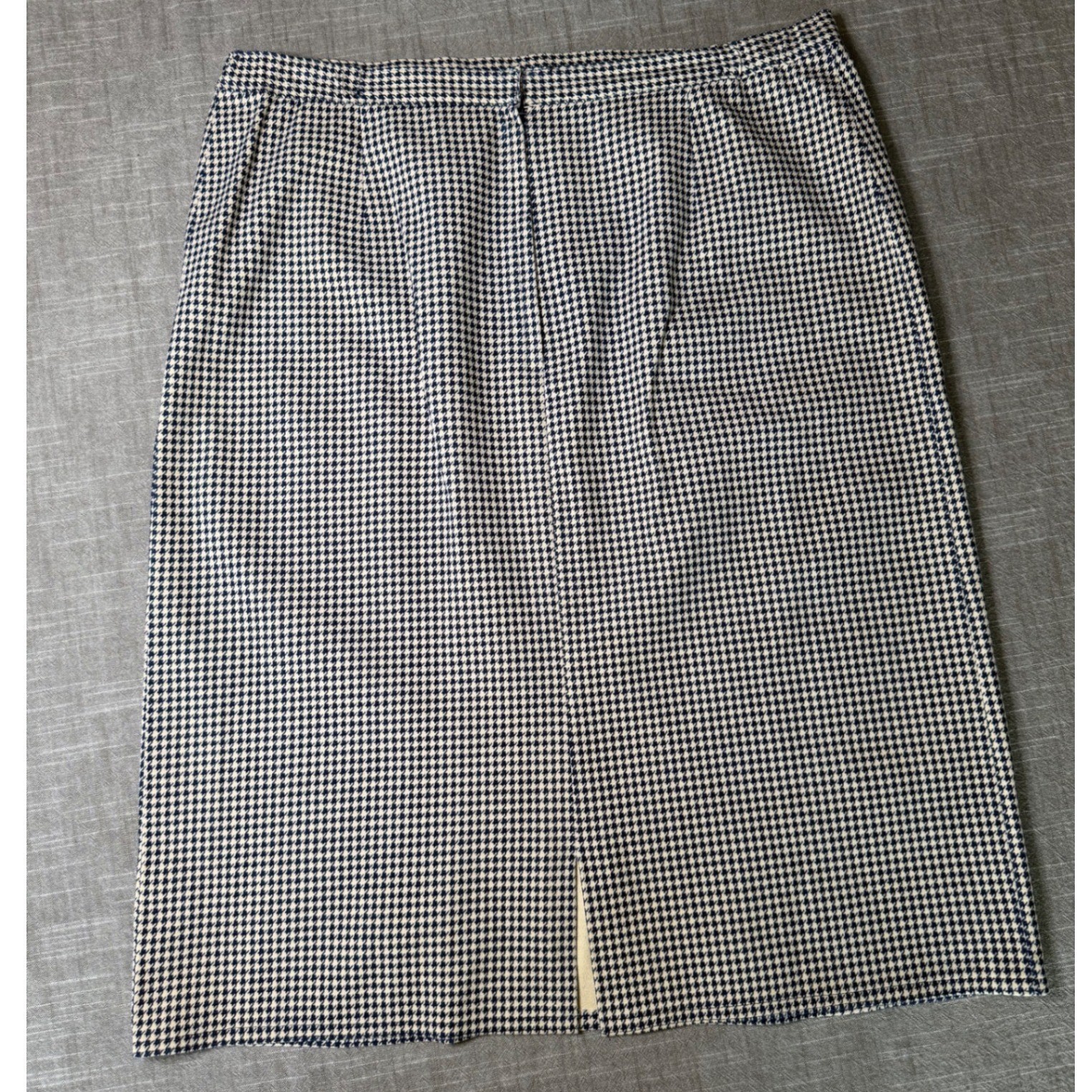 Vintage Count Romi Navy Houndstooth Pencil Skirt Made in USA Size 16 High Waist