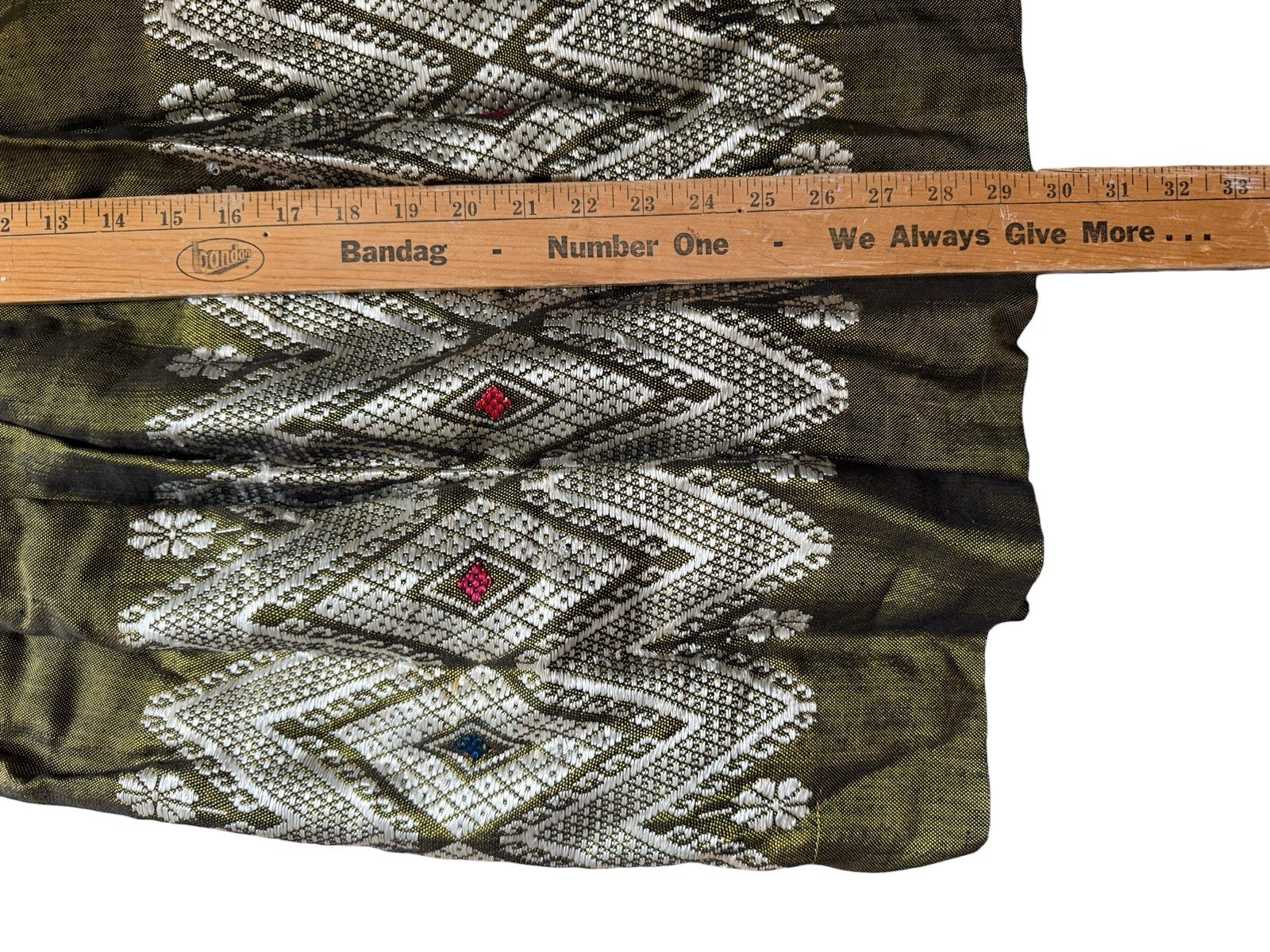 Vintage MCM 1960s Green A-Line Handmade Woven Midi Skirt Women’s Small / XS