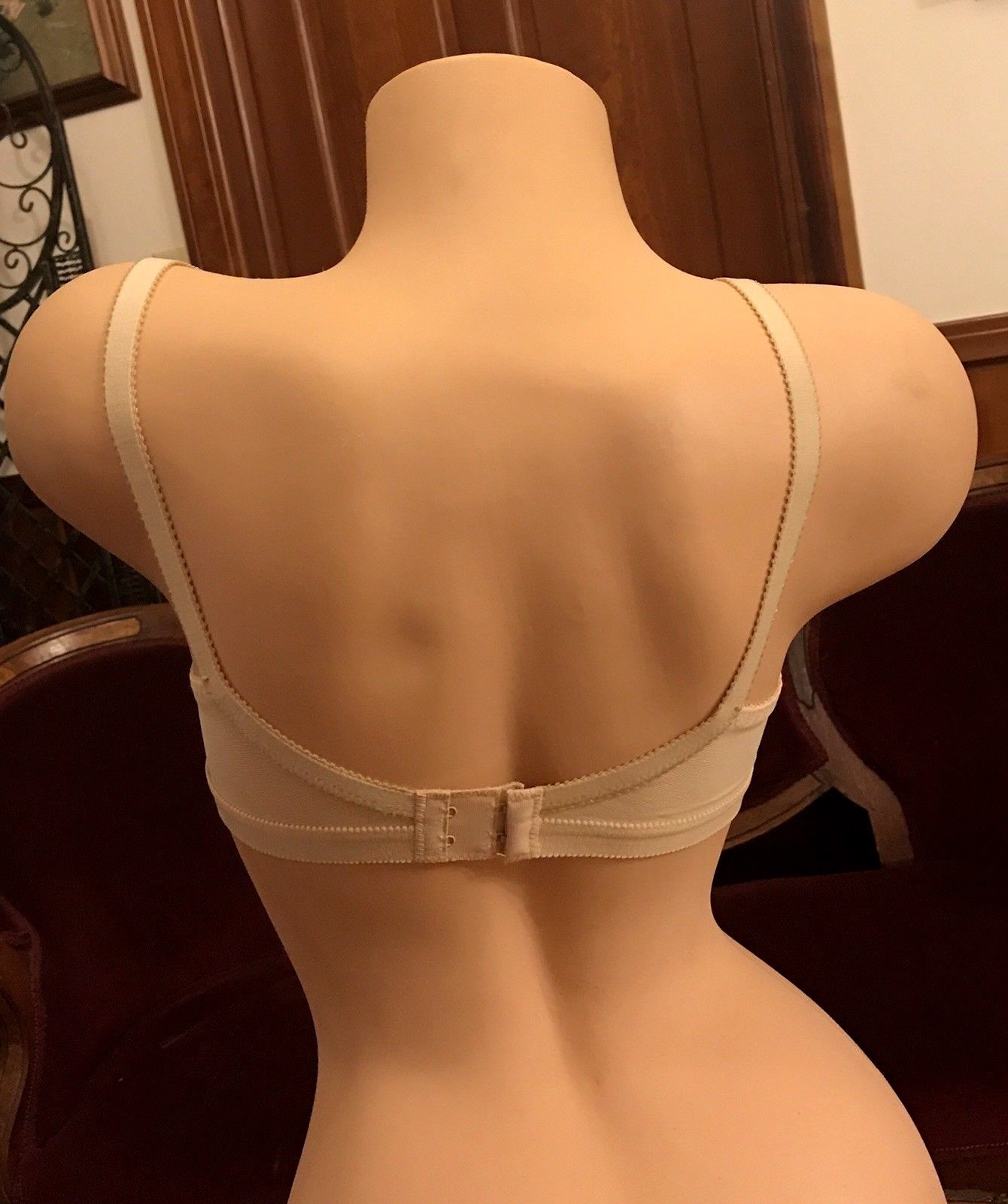 Vintage Bra Smooth Nylon Beige Nude Polyester Adjustable Lycra 1970s NEW 34B