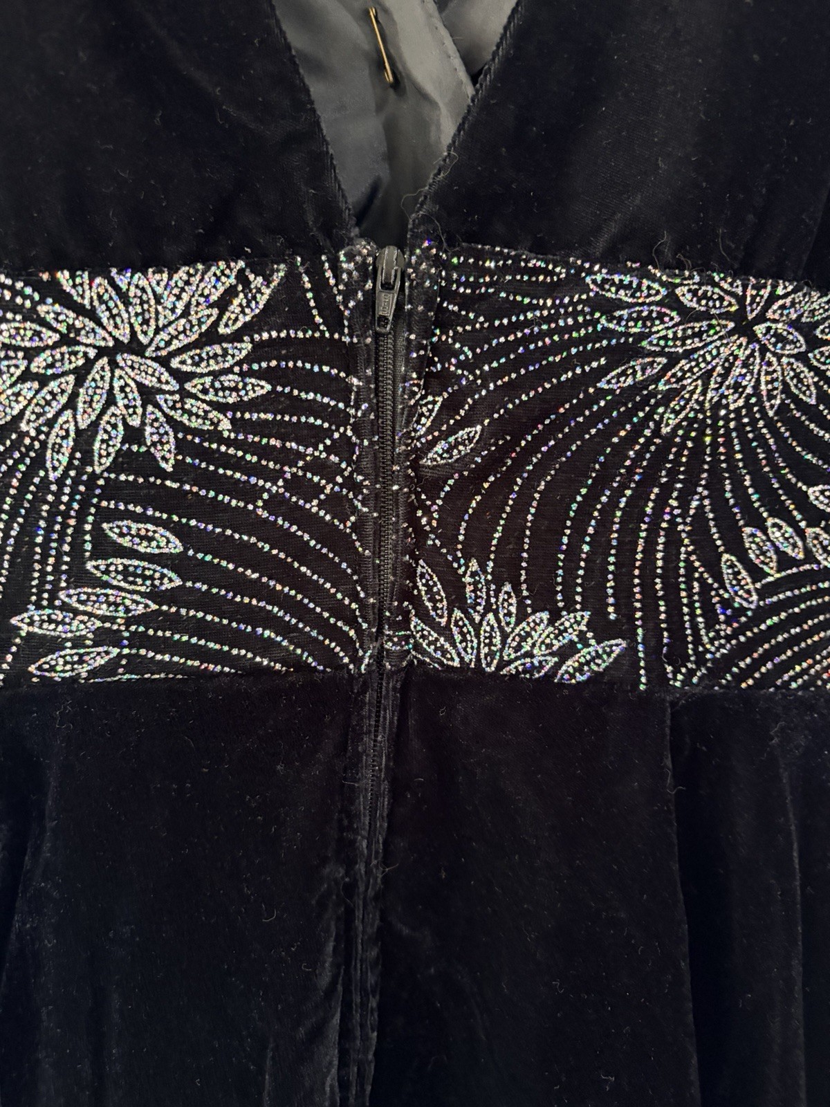 Vintage Starlight Expressions California Black Velvet Sparkle Dress Size 5 USA