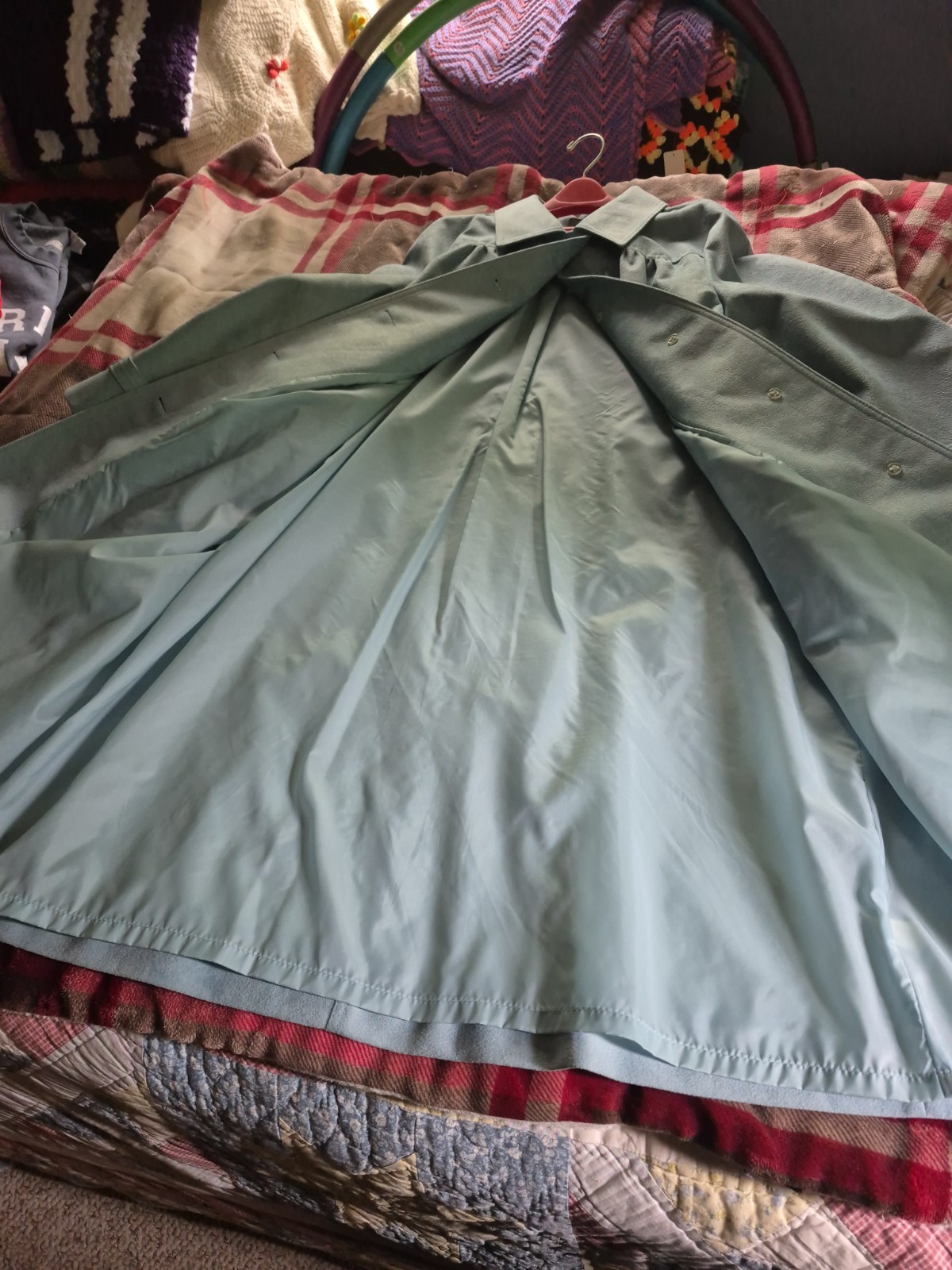 Vintage 70s Lady Jerold Powder Blue Swing Coat Faux Suede Mod Tent Jacket Lined