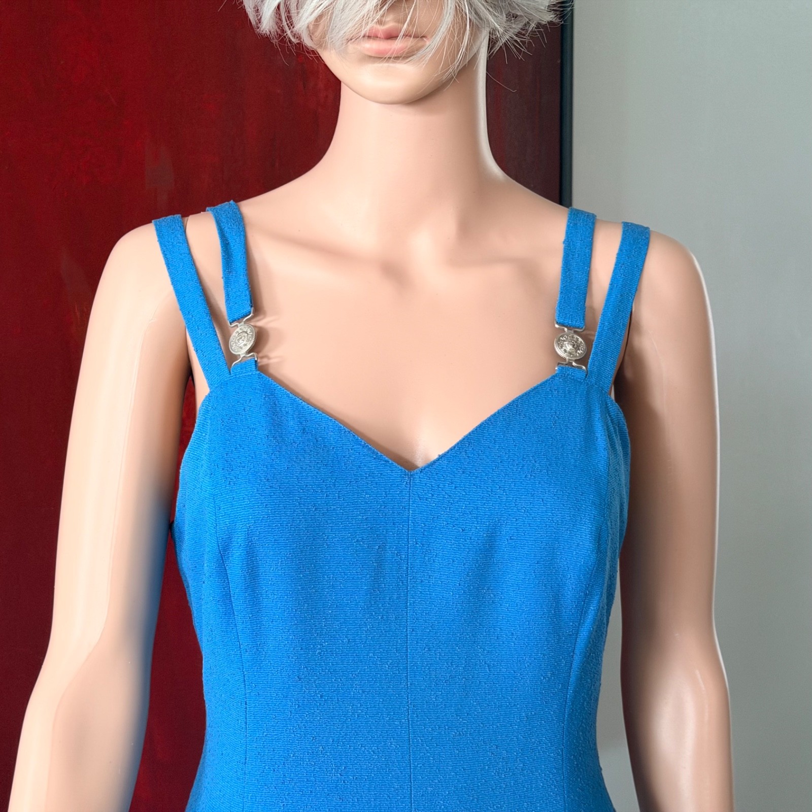 VERSACE JEANS COUTURE 1990s double-strap mini dress in blue size 42