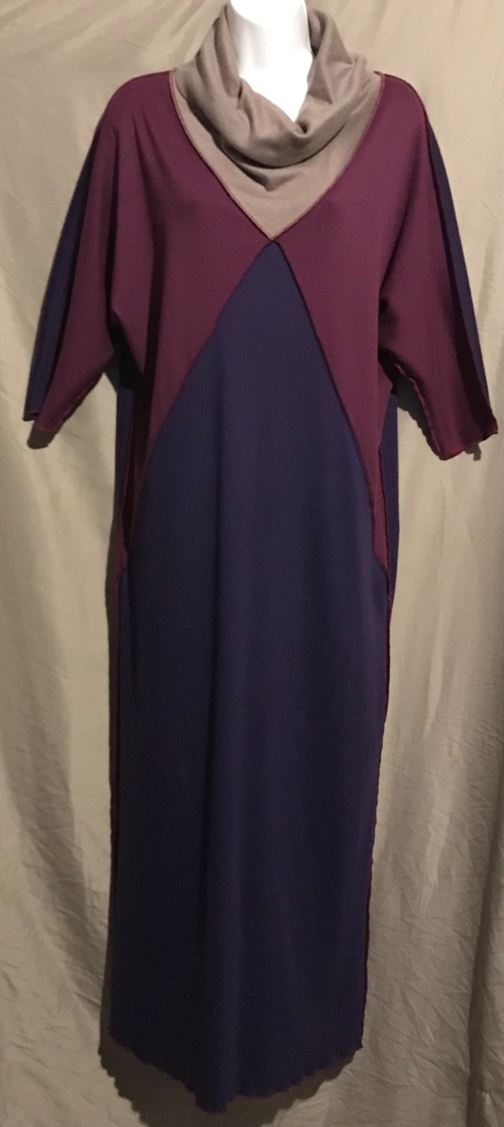 Vintage KEYLOUN Cowl Neck Color Block Jersey Sweater Dress