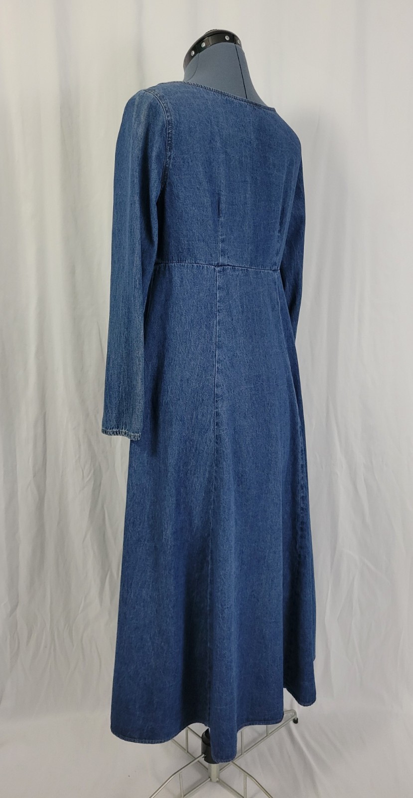 Vintage Moda Int’l Raised Waistline Button Down Flared Denim Dress Size 8