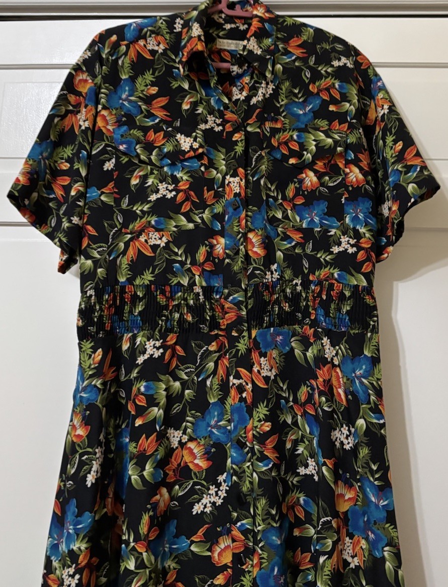 Vtg Y2K 1990’s Liz Claiborne Black Floral Short Sleeve Dress Size 6 Secretary