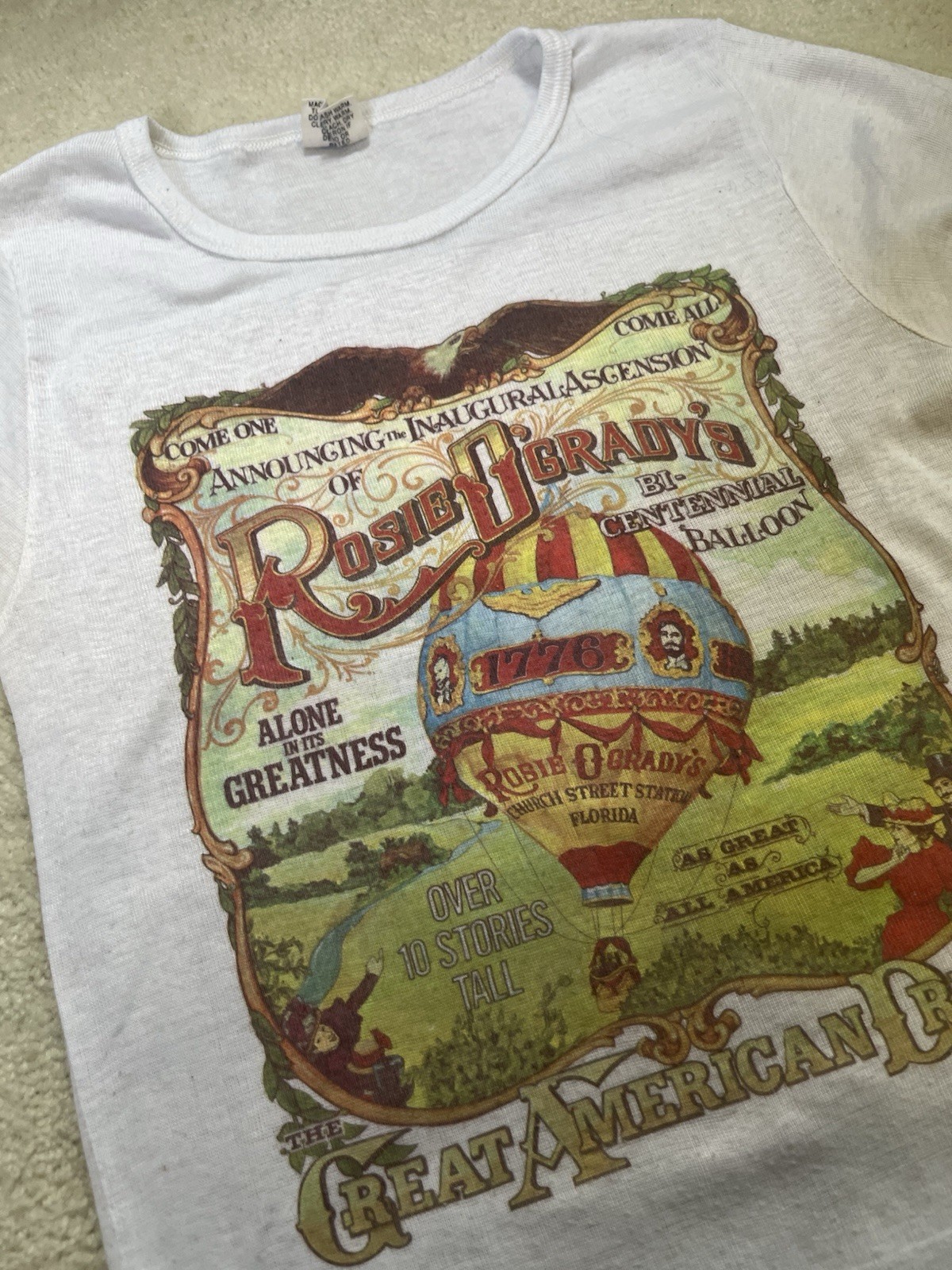 Vtg Rosie O’Grady’s Single Stitch Hot Air Balloon T-Shirt Fashion T Church St