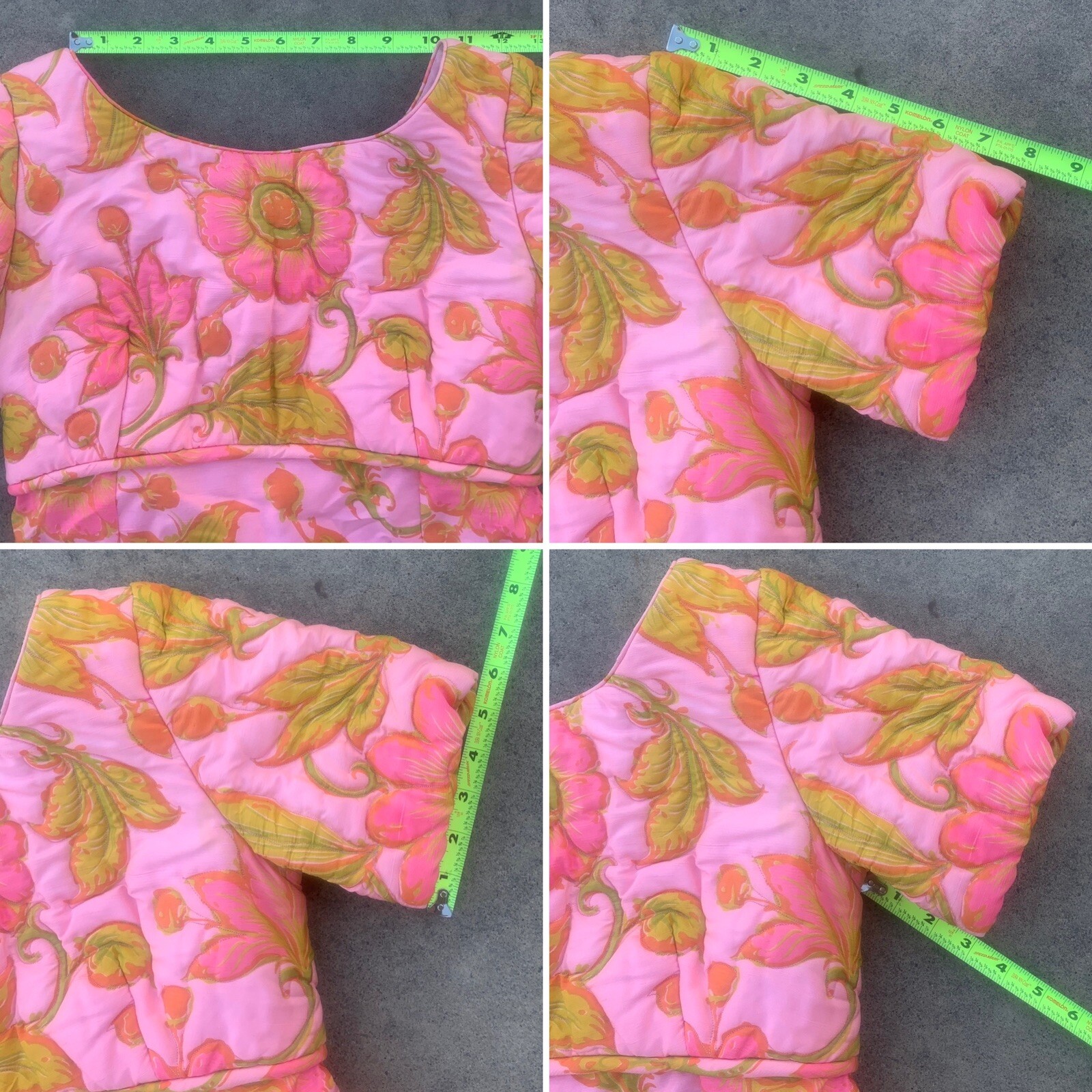 1960s Silk Floral Maxi Dress Macys Marchioness Pink Multicolor Hong Kong S