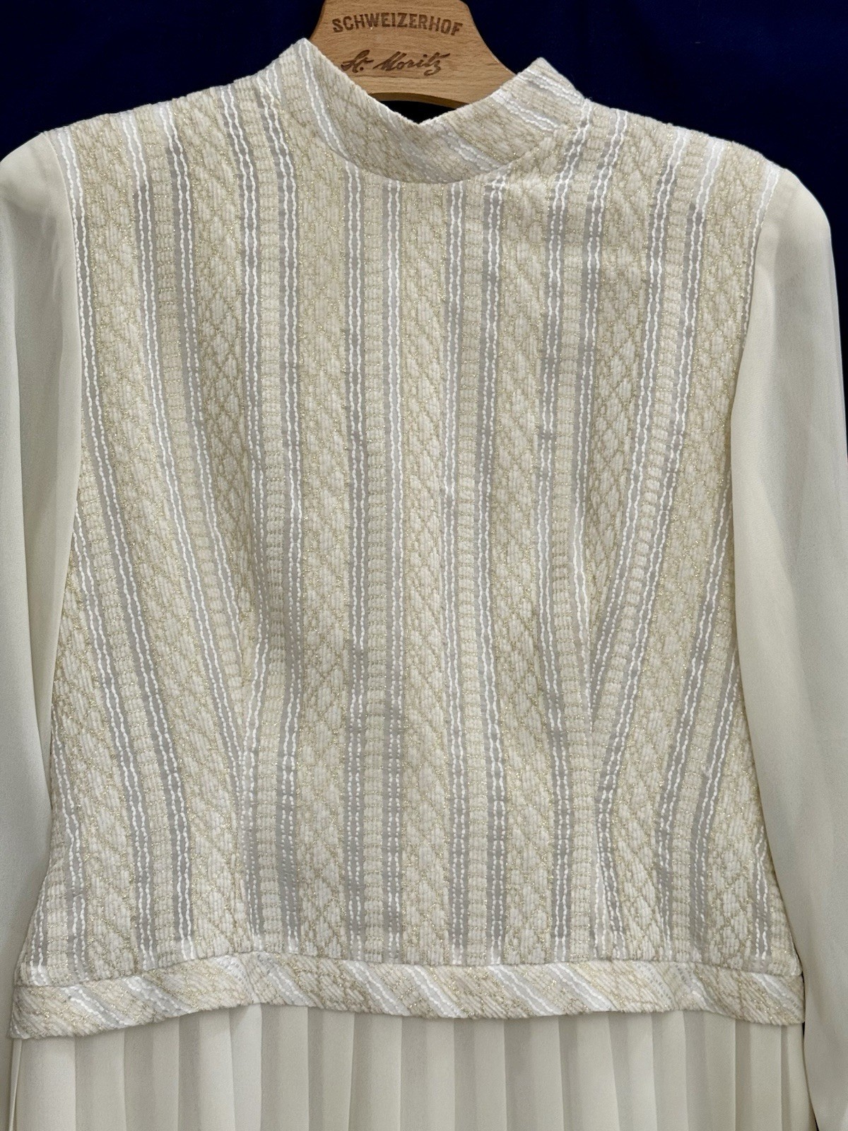 NWOT VTG 90s Clara Yoon Original Korea Designer Dress Quiet Luxury Gold Ivory M