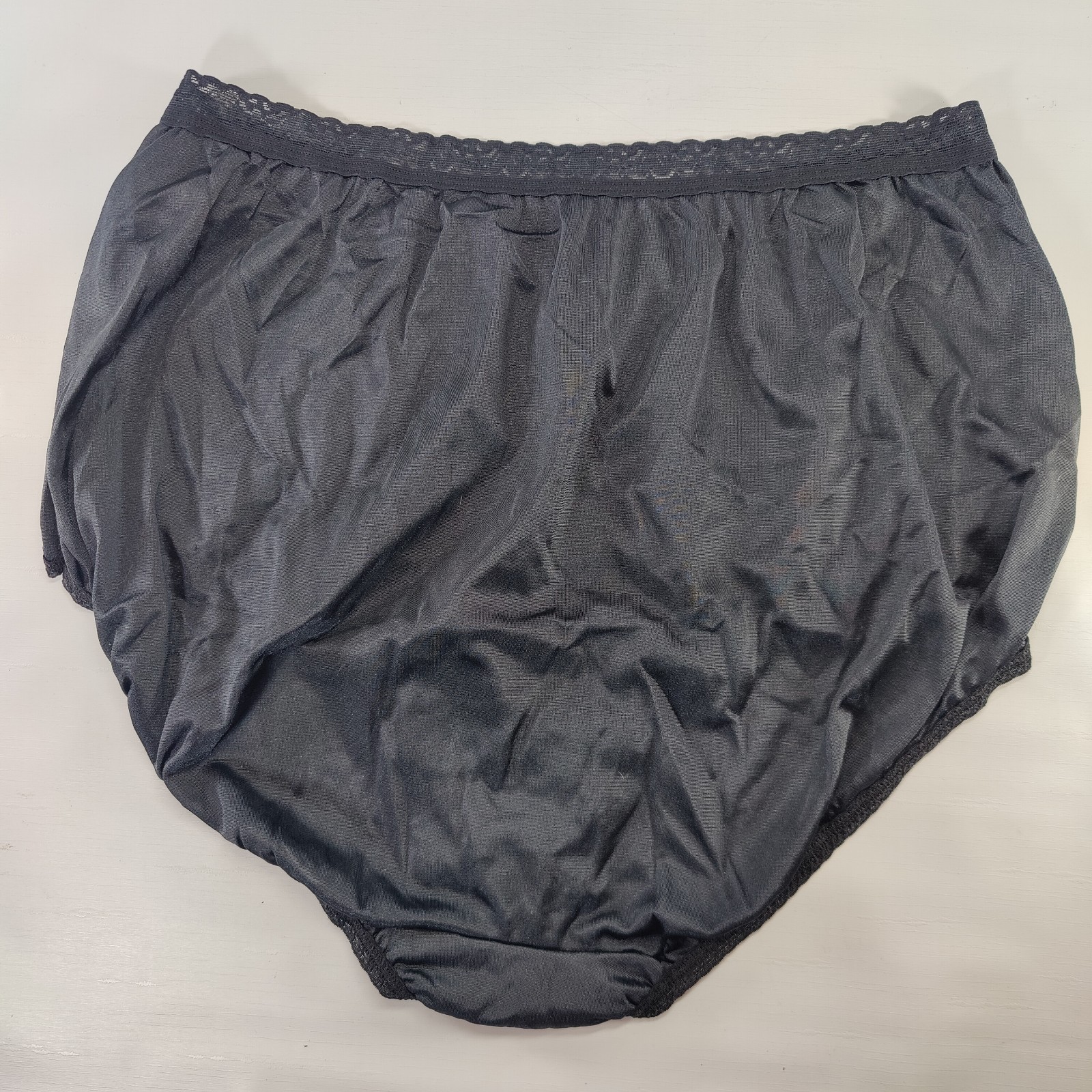 Vtg JMS Granny Panty Black Nylon Size 11 Cotton Gusset