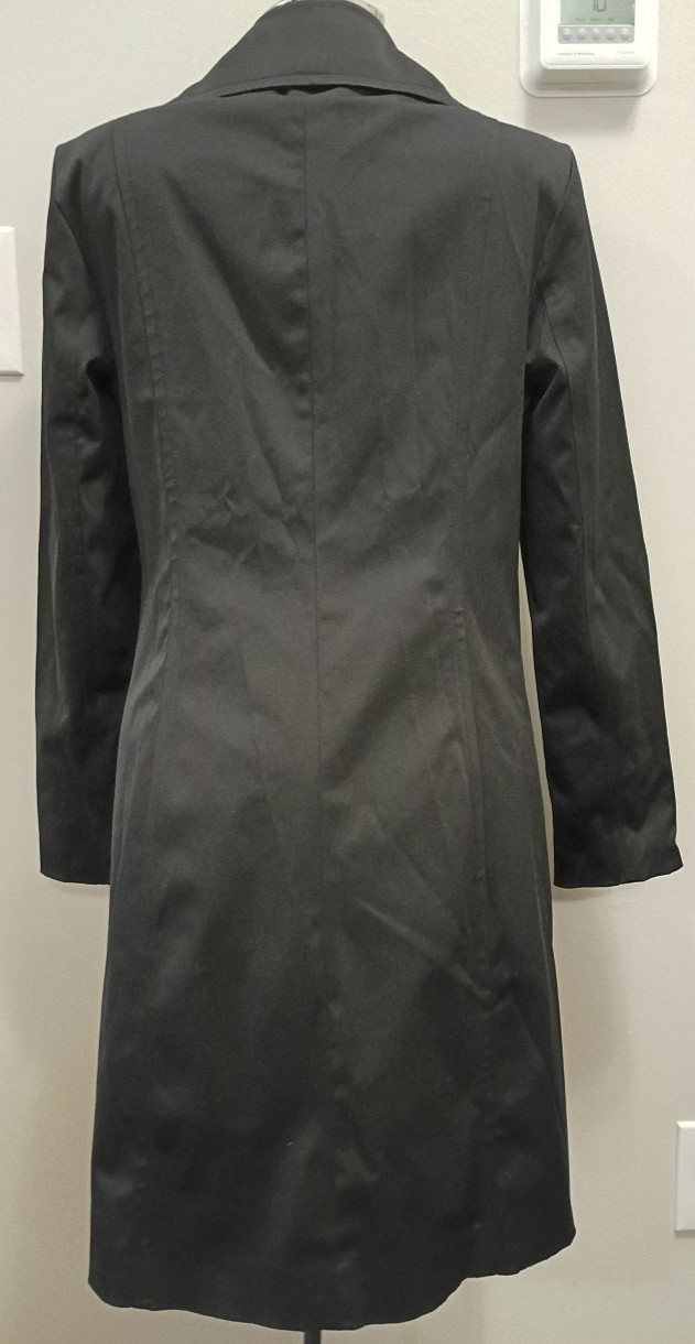 Enzo Angiolini Jacket Women Size Small Black Trench Coat Button Front Tailored
