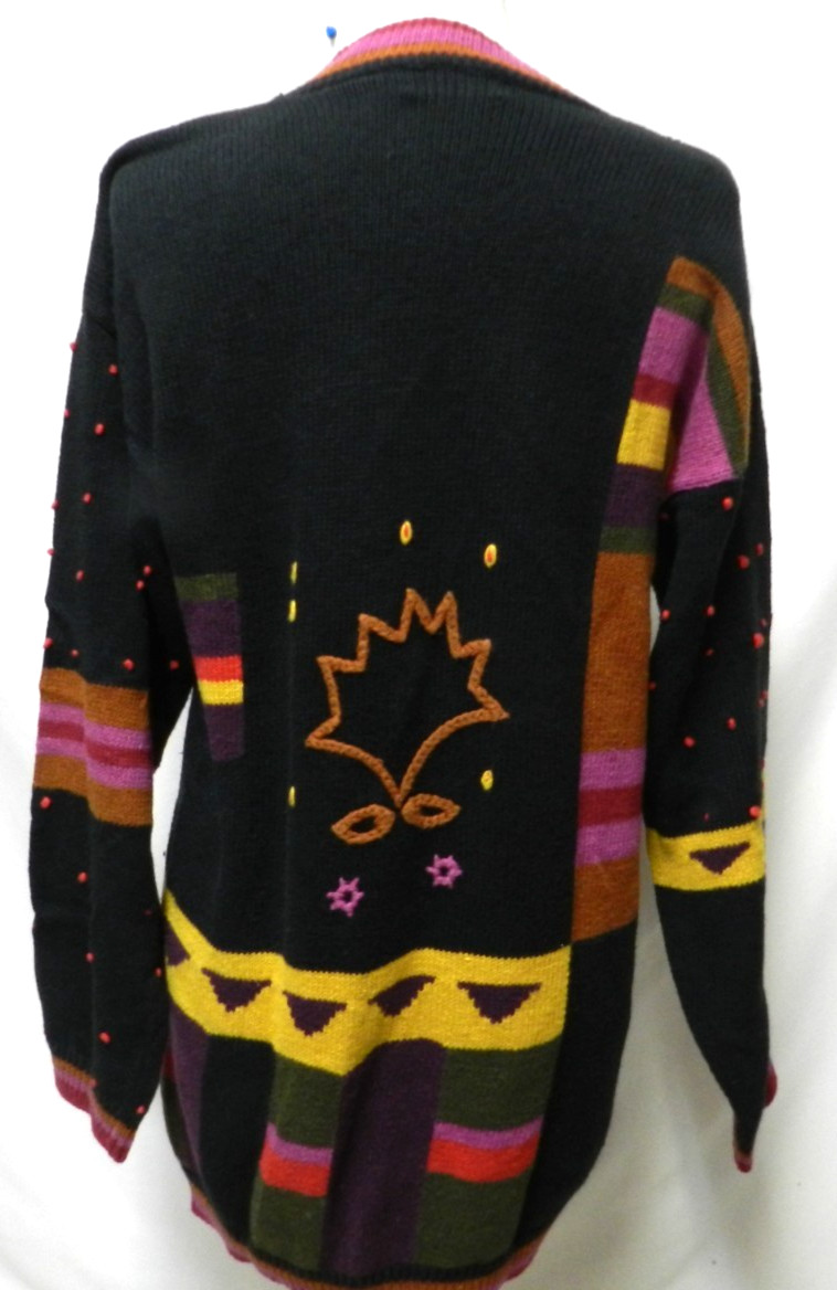 Bonnie and Bill Vintage cardigan sweater Sunflower Oversized Size Sz Medium Md M