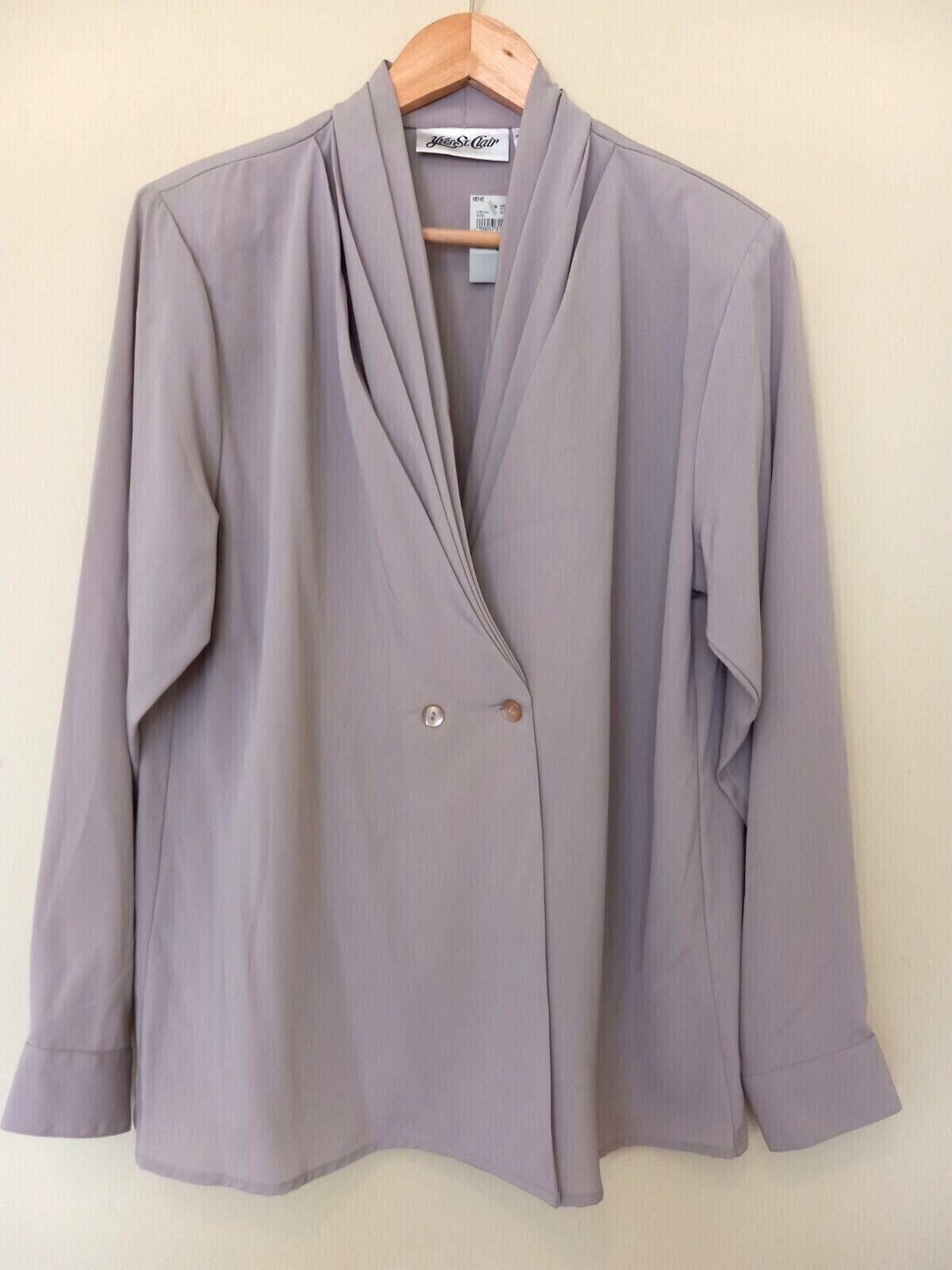 New! YVES ST.CLAIR Women’s Beige Polyester Button Top Jacket Career Casual 18