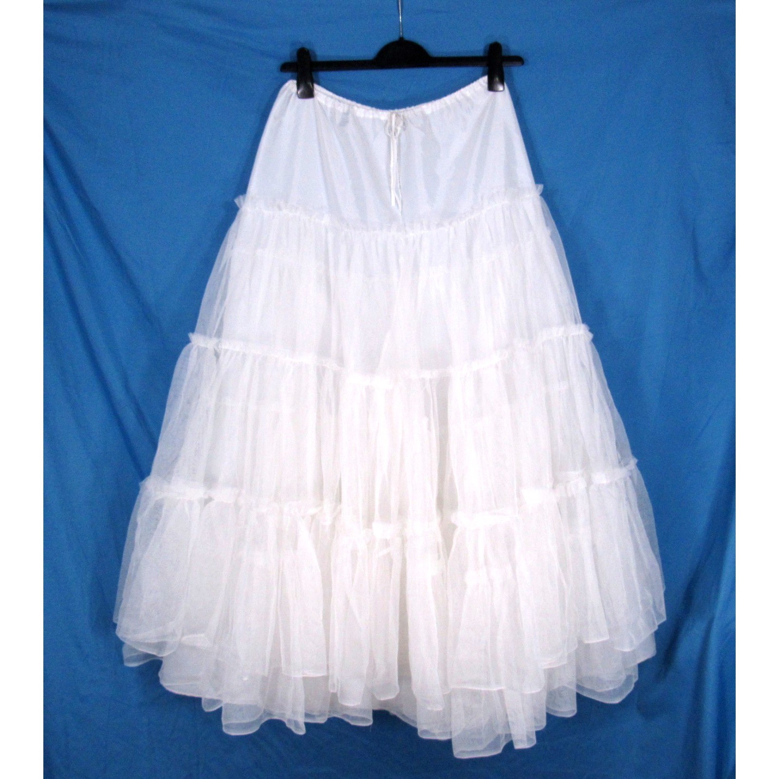 VTG Prom/Wedding CHIFFON Blue Floral RUFFLE Sweetheart w/FULL SLIP Cupcake XS