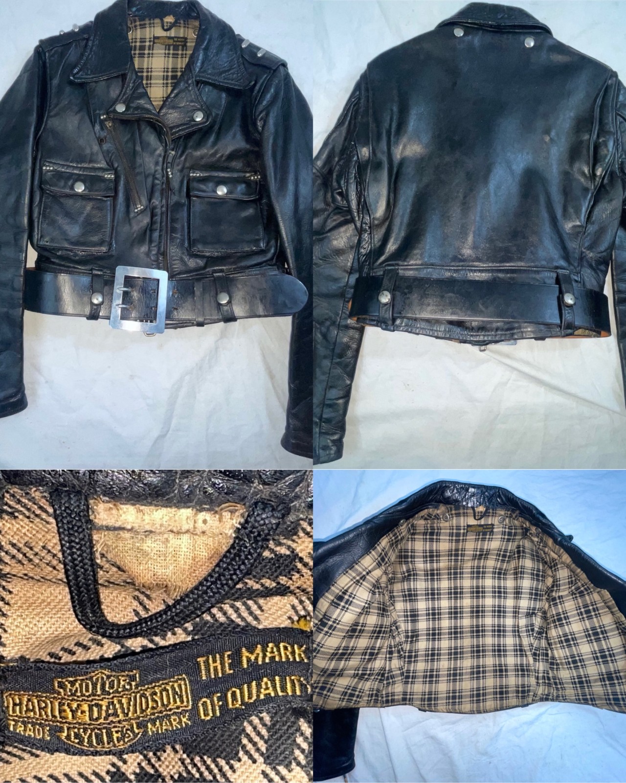 VTG 40s WOMENS S HARLEY DAVIDSON LEATHER CYCLE QUEEN MOTORCYCLE BIKER JACKET