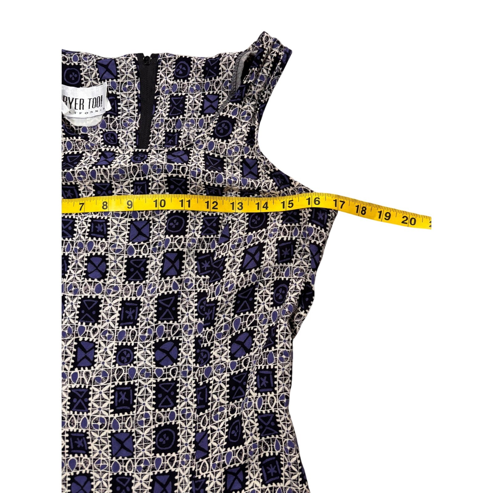 Vintage Byer Too! California Geometric Print Lace Up Back Maxi Dress M Purple