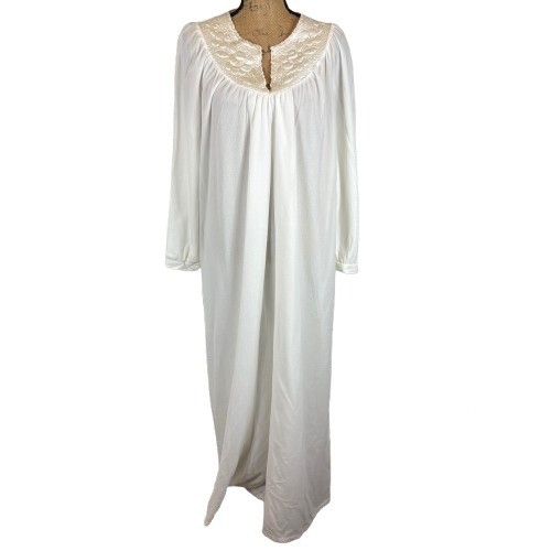 Vintage Motherhood Maternity Nursing Nightgown Victorian Style Ivory Medium