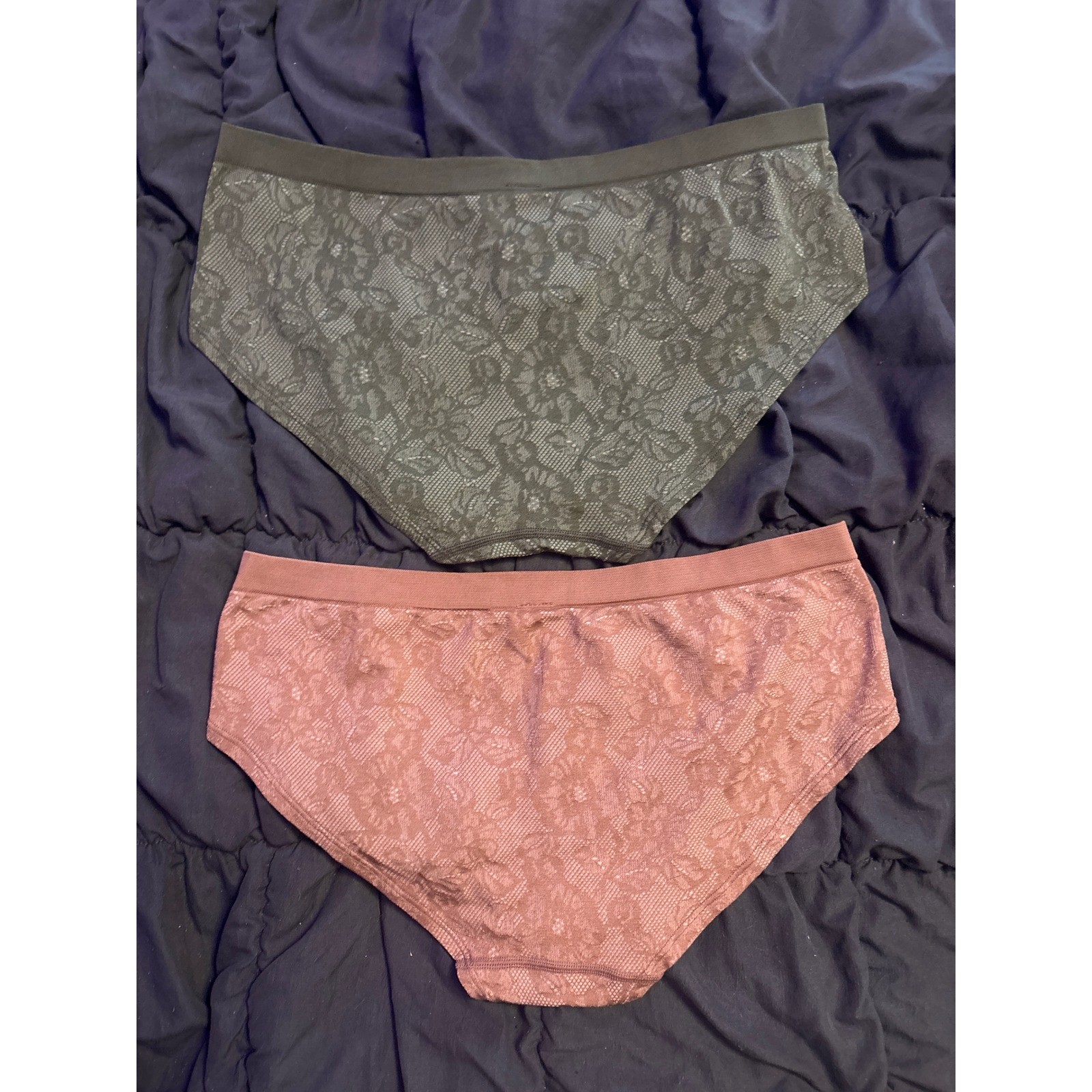 NEW Victoria’s Secret Hipster Panties 2 Pack Olive Green Dusty Rose Lace Size M