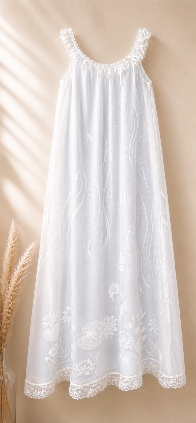 Vintage Odette Barsa Gown Fair Lily Pads Lingerie Size S/M