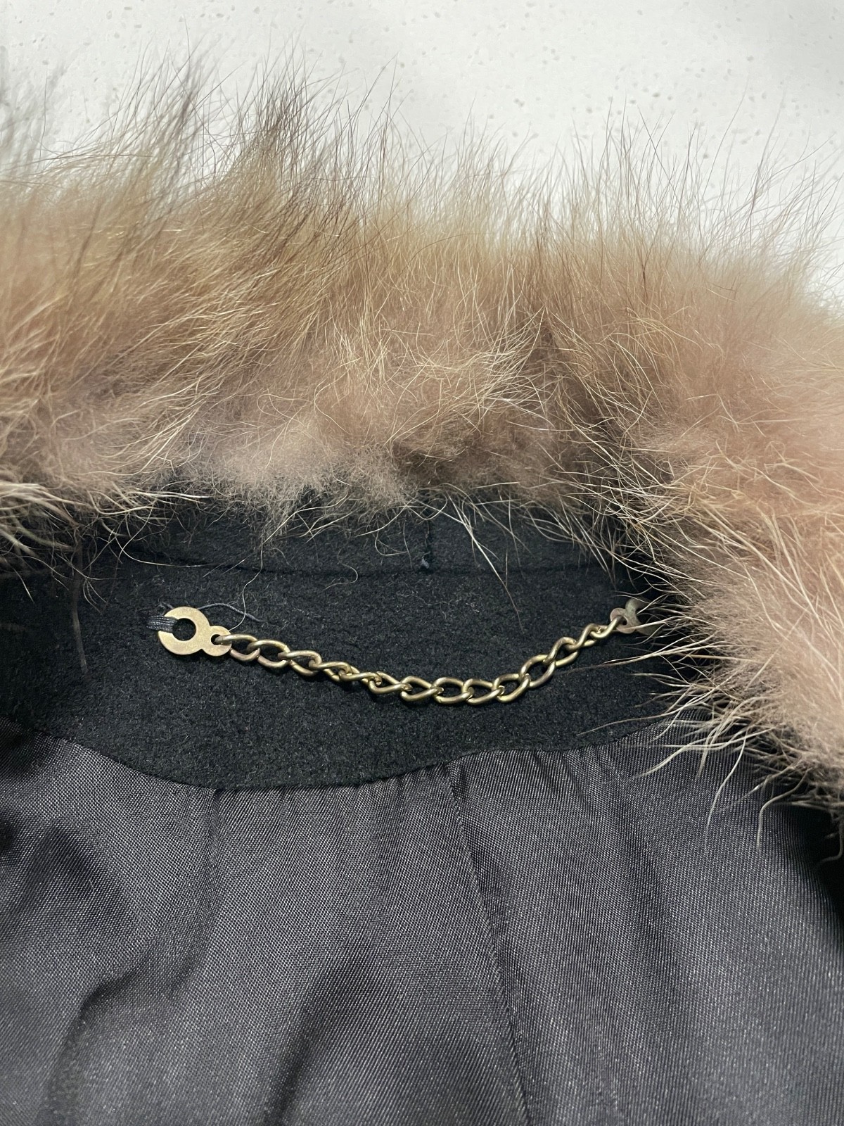 VTG Forstmann Fabric styled Central Park Wool Fur Collar Coat 12/14 Black USA