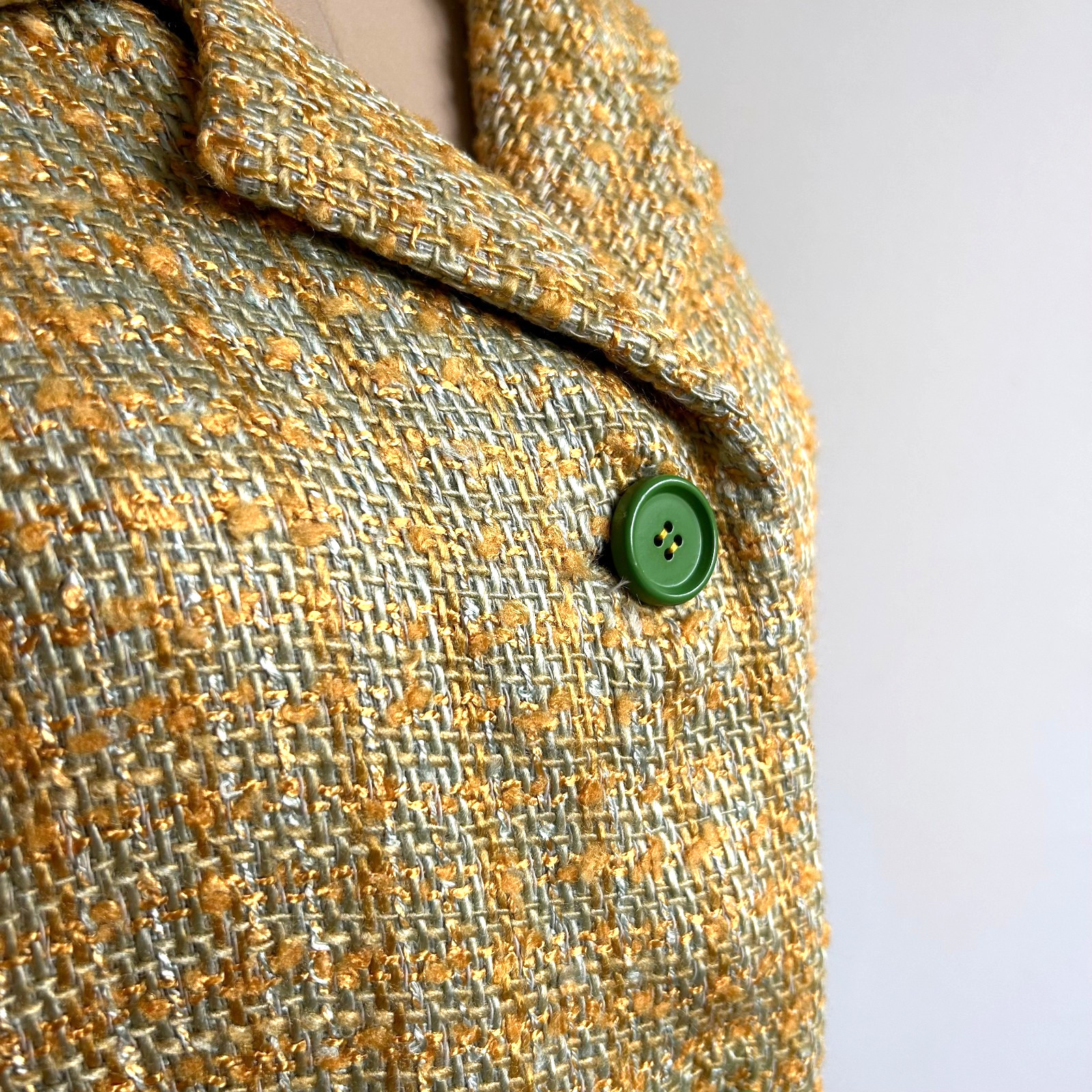 Vintage 1950s Yellow Green Tweed Soft Tailored Blazer Jacket Maisel sz M L 10 12