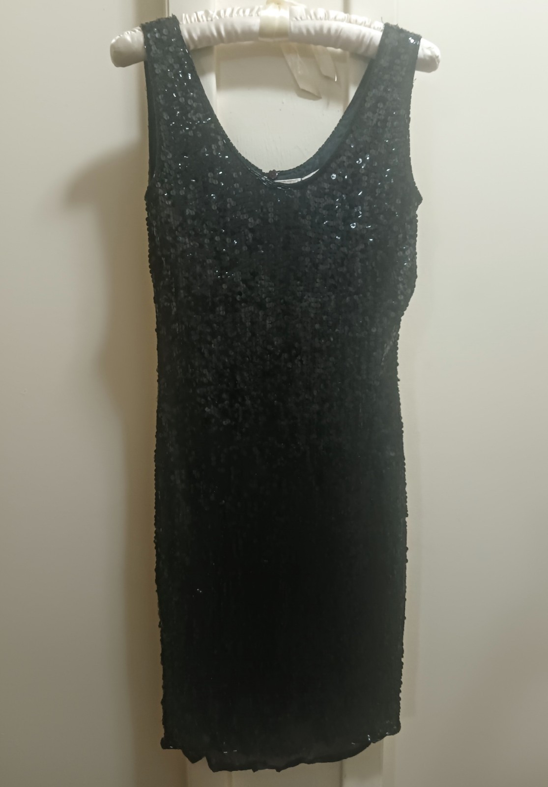 C C Courtenay Black Sequined Pure Silk Size S