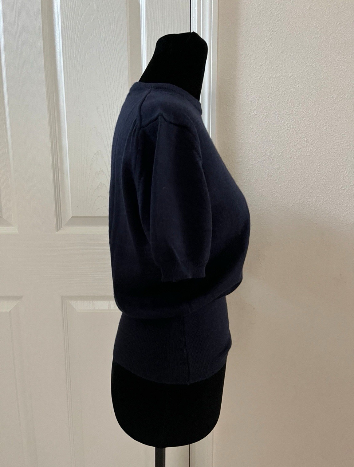 Vintage Vivienne Westwood Dark Navy Wool Knitted Sweater, Short Sleeve, Size L
