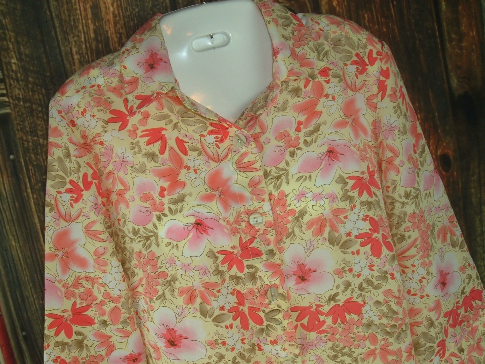 VTG top 90’s The Tog Shop Floral Print Blouse Boho Padded Shoulder M/L polyester