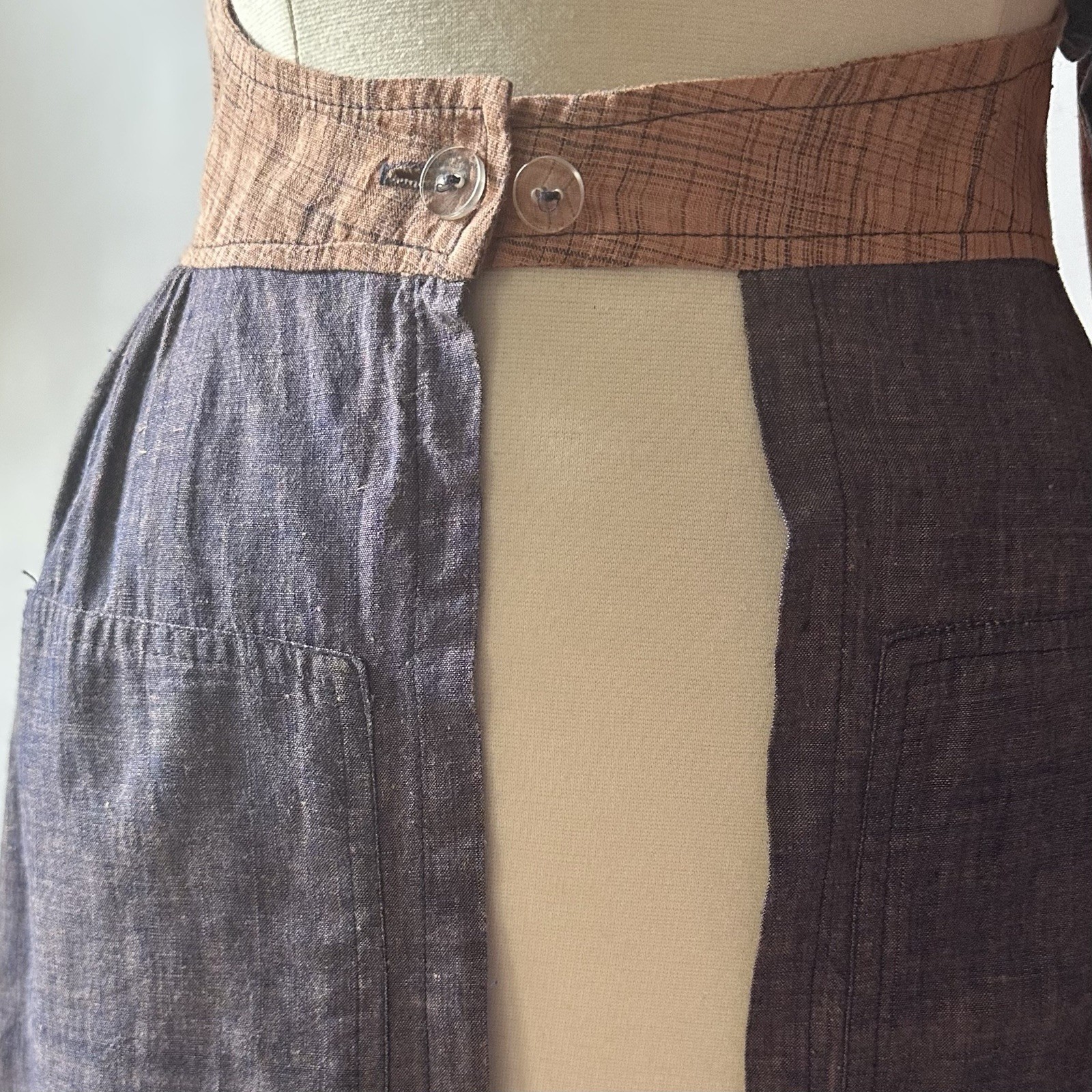 Vintage 70s Carol Horn Habitat Cotton Ikat Apron Wrap Dress Rare! M/L