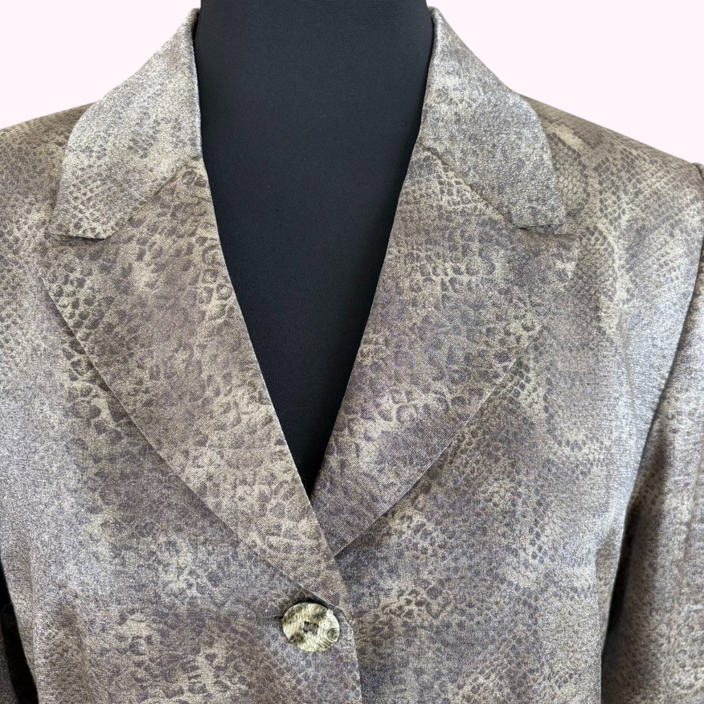Vintage 90s Bergamo by EBI Snakeskin Single Breasted Blazer Size 10